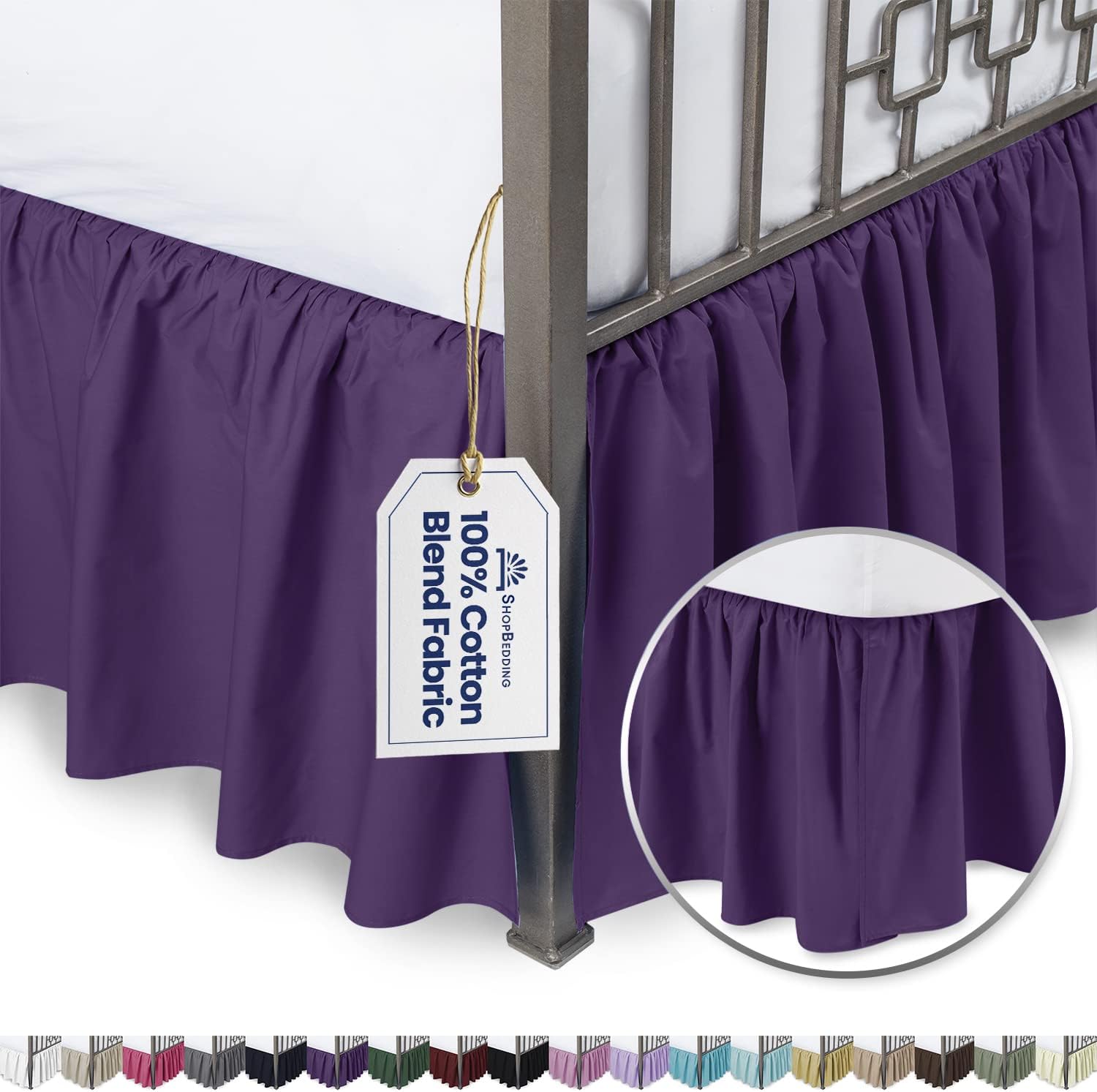Falda de cama con volantes con esquinas divididas, tamaño King, falda de cama de 14pulgadas (disponible en 16 colores)