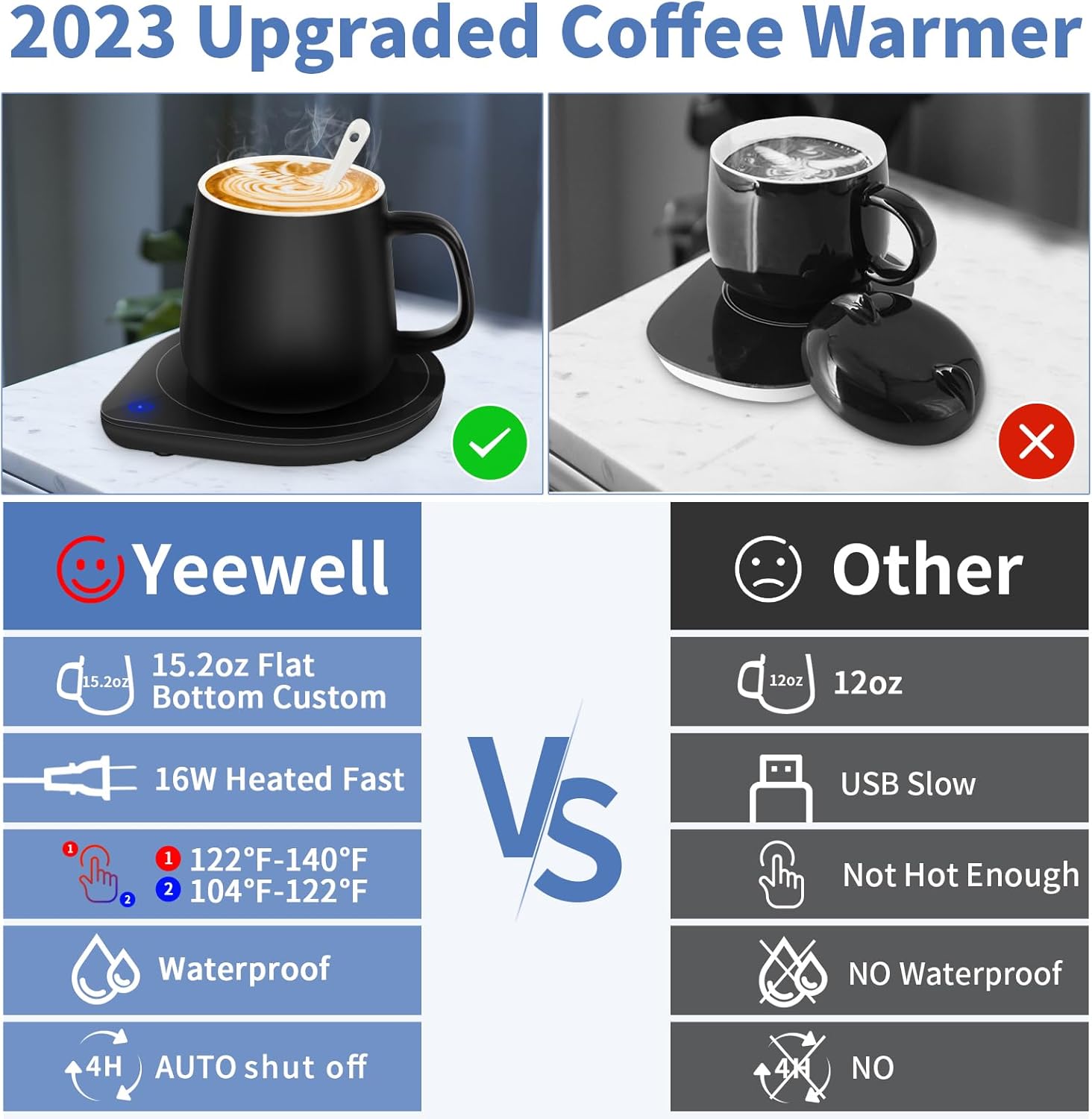 Calentador de tazas de café con juego de tazas calentador eléctrico de tazas para hombre para escritorio y oficina, regalos para amantes del café