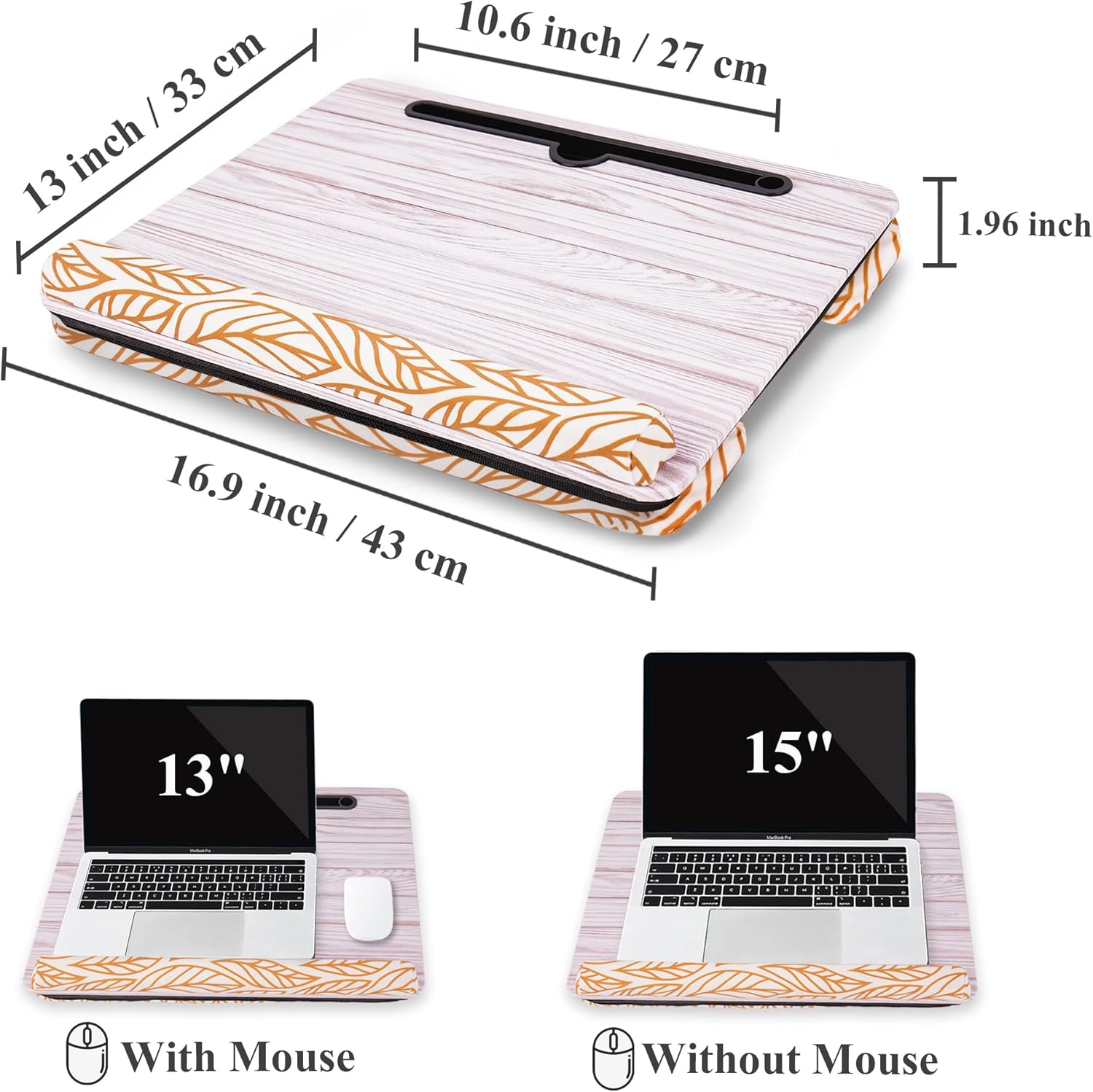 LIZIMANDU Escritorio de regazo, se adapta a computadoras portátiles de hasta 15.6 pulgadas con almohada suave y bolsa de almacenamiento, bandeja de
