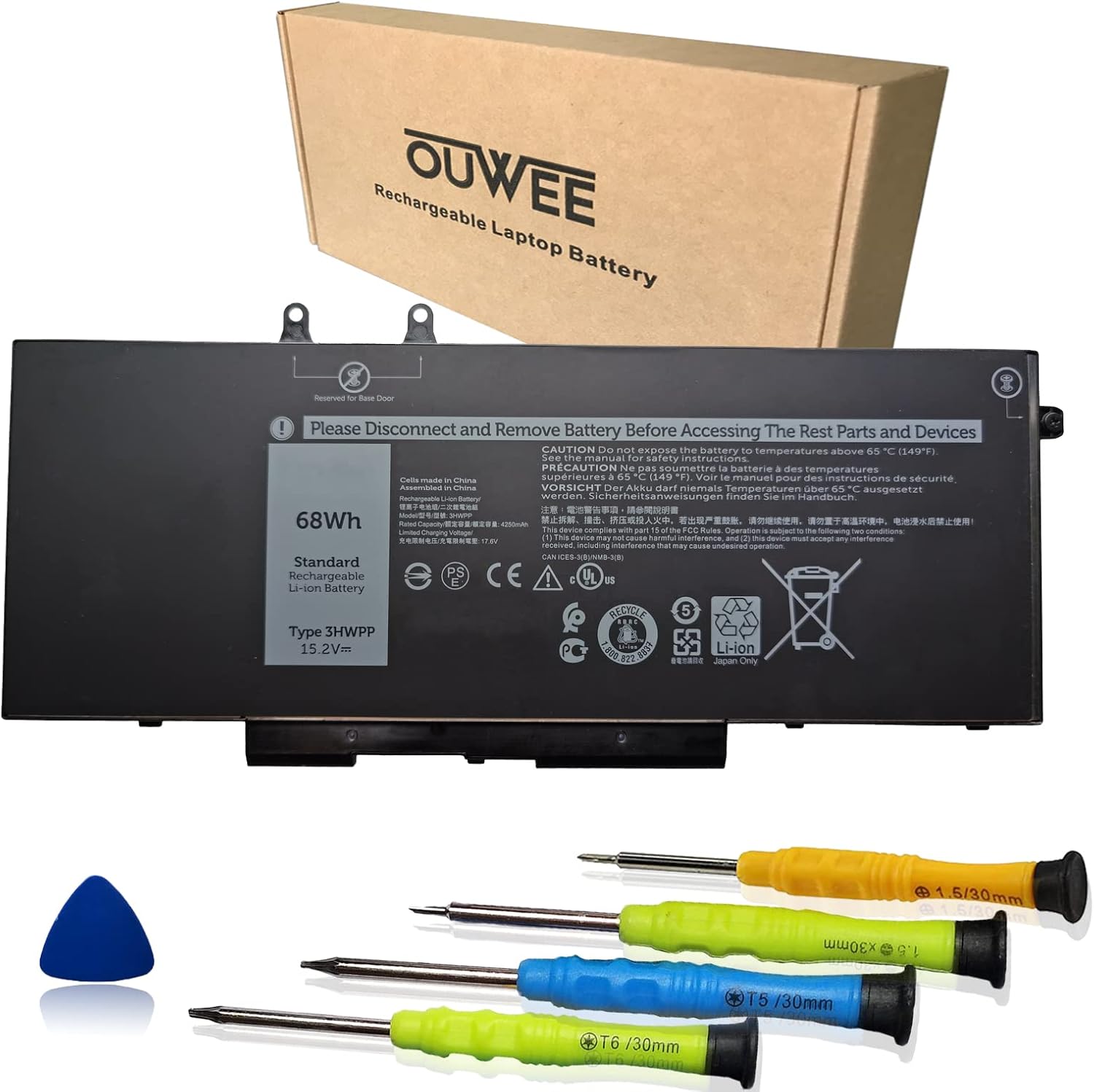 3HWPP – Batería para portátil compatible con Dell Latitude 5401 5410 5411 5501 5510 5511 Precisión 3541 3551 Series 03HWPP 10X1J N2NLL 1VY7F 01VY7F
