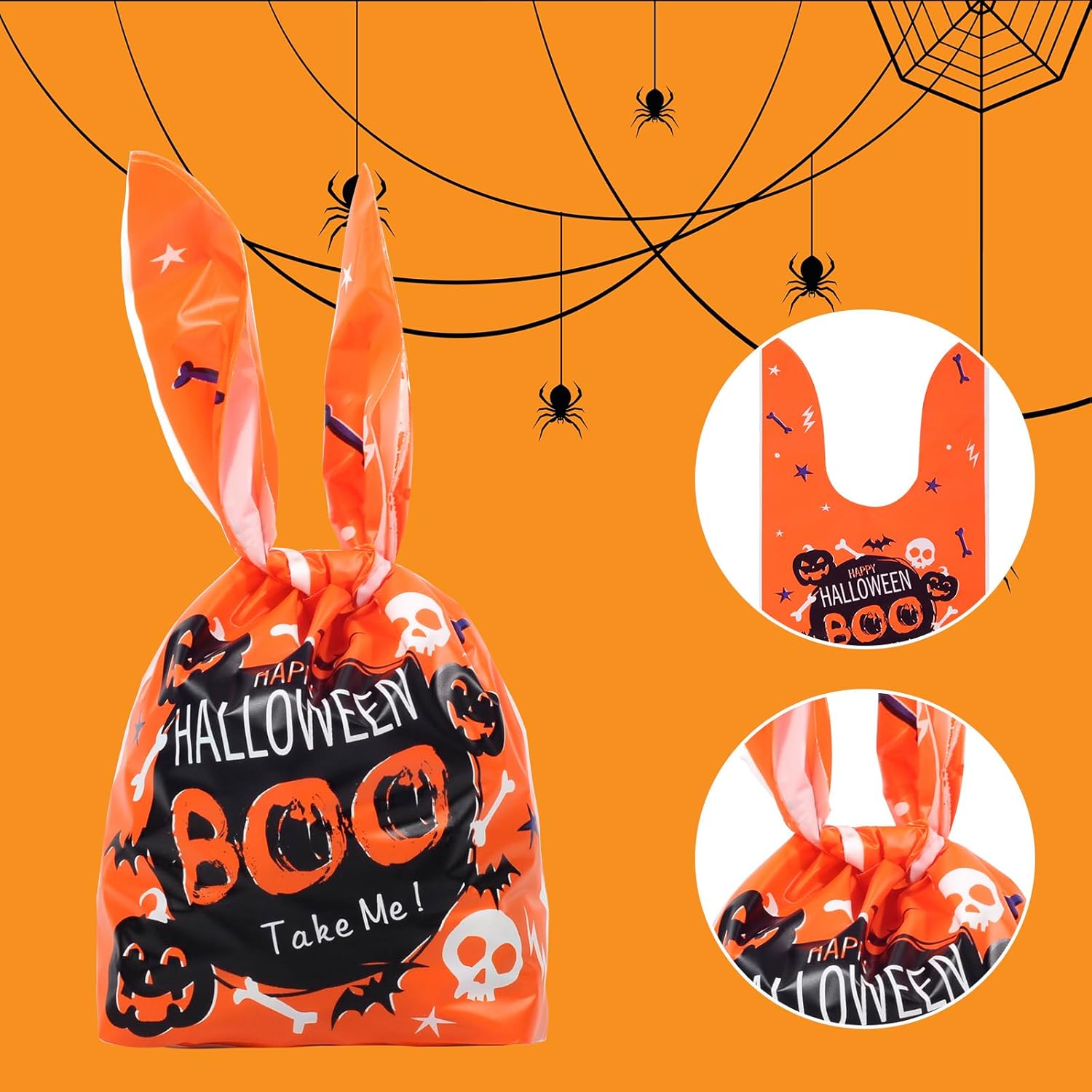 idolpack Bolsas de dulces de Halloween, bolsas de dulce o truco, bolsas de regalo, bonitas bolsas de plástico para regalo de galletas, dulces,