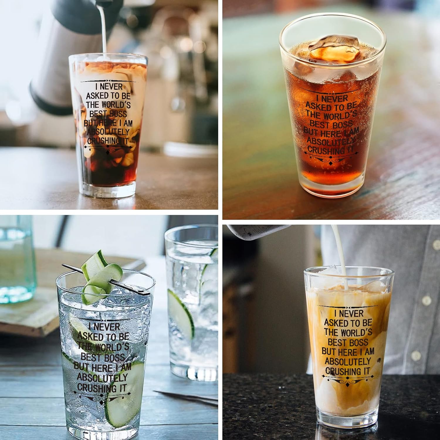 DAZLUTE Vaso de cerveza con texto en inglés “I Never Asked to Be the World’s Best Boss Bever”, divertida idea de regalo para jefe, director,