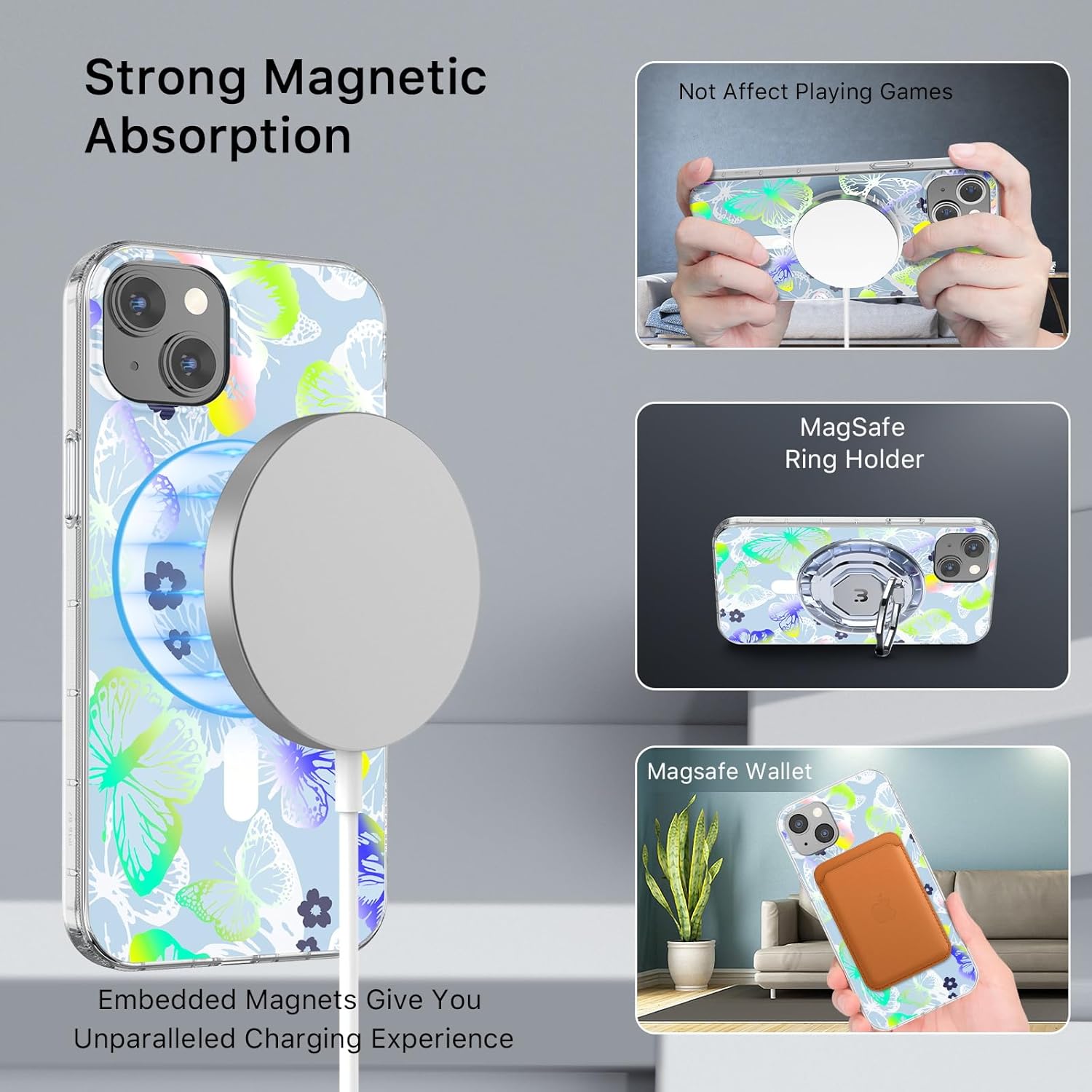 MYBAT PRO – Funda magnética para iPhone 15 de 6.1 pulgadas, compatible con MagSafe, protección contra caídas de la serie Mood para mujeres y niñas,
