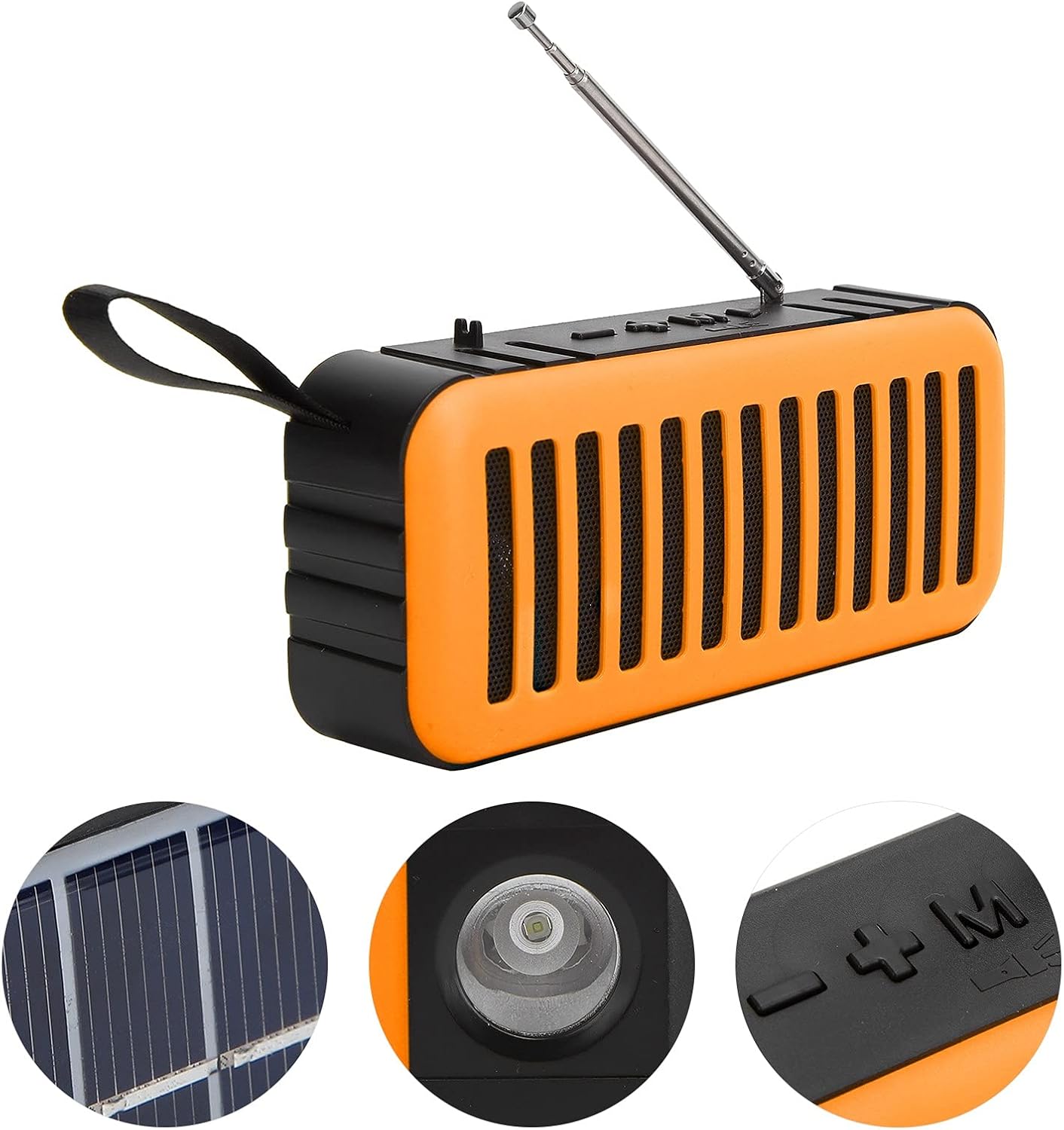 Yoidesu Altavoz inalámbrico, mini subwoofer portátil alimentado por energía solar, adopta chip de decodificación de audio, compatible con radio FM,