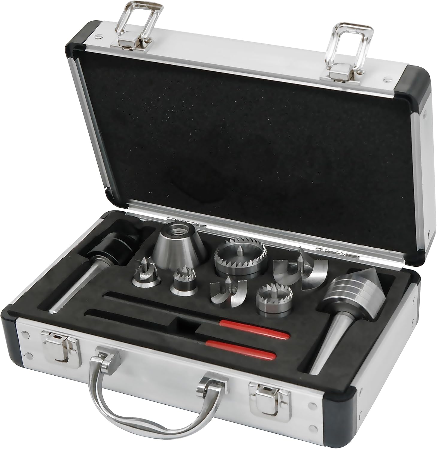 BMWOOD LDC-SET9 9 piezas de torno de madera y kit de centro vivo en caja de aluminio con rosca directa de 1 x 8 TPI para cuerpo central de