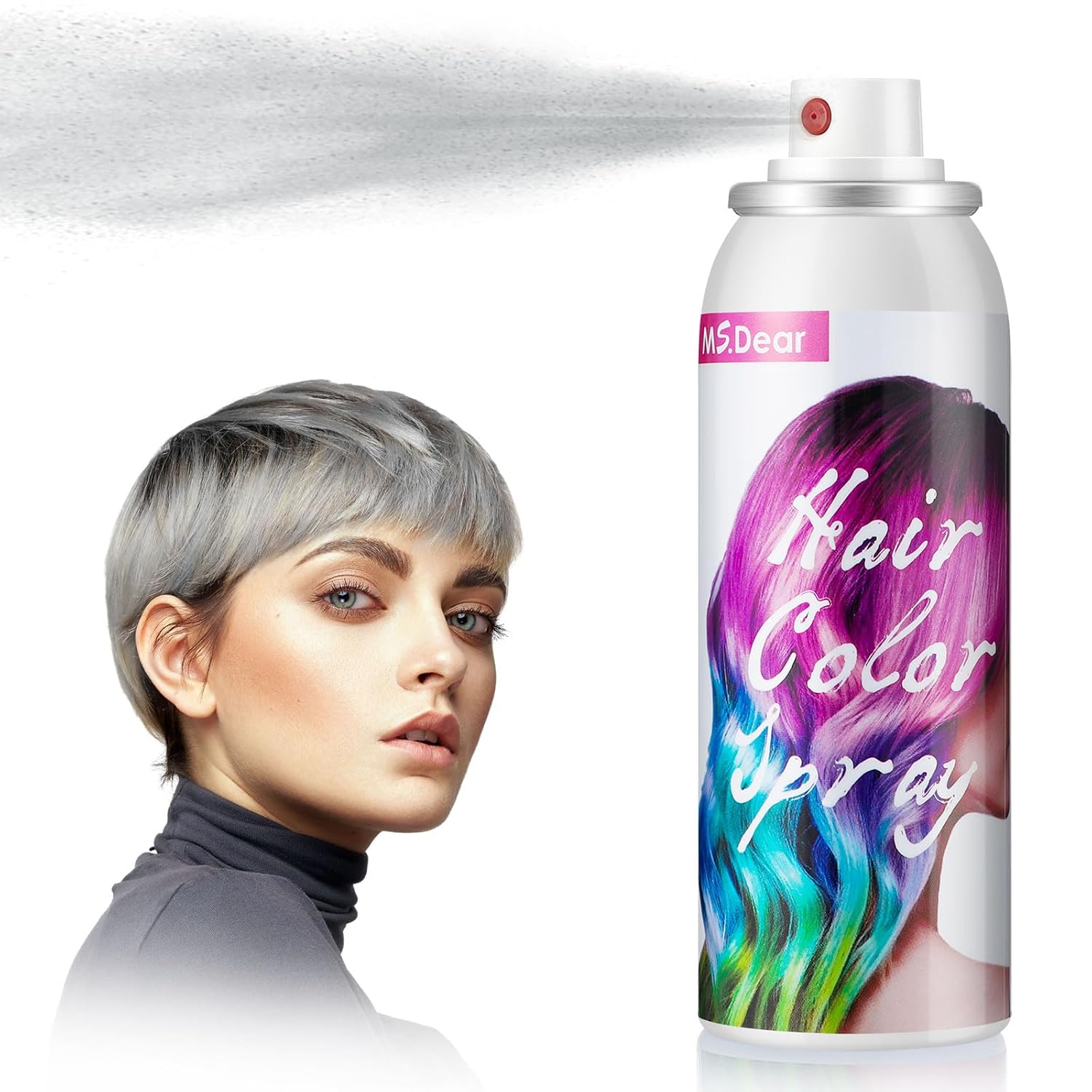 Tinte en aerosol para el cabello gris, color de un solo uso para el día del cabello loco, spray temporal para fiesta de Navidad, tinte temporal para
