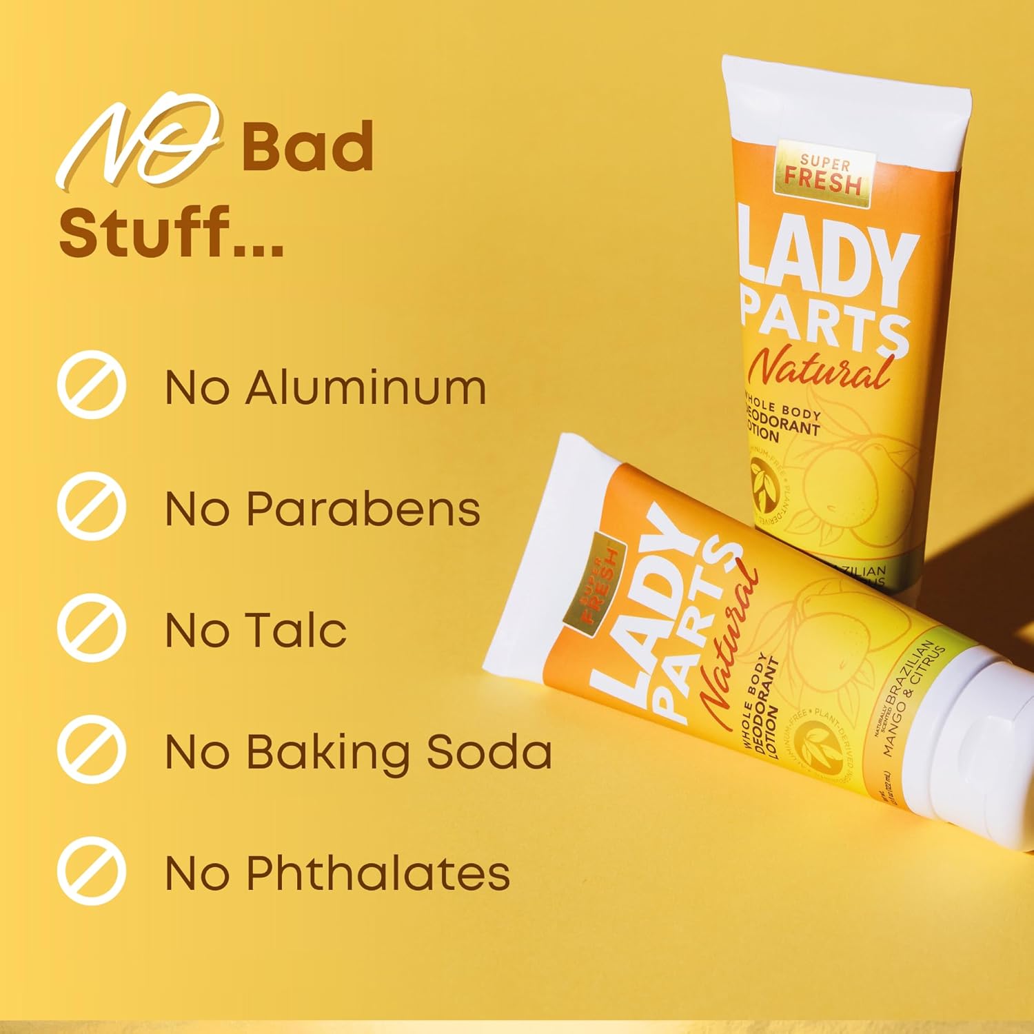 Lady Parts Loción desodorante corporal natural para personas privadas, muslos, senos y axilas, control de olores sin aluminio, sin bicarbonato de