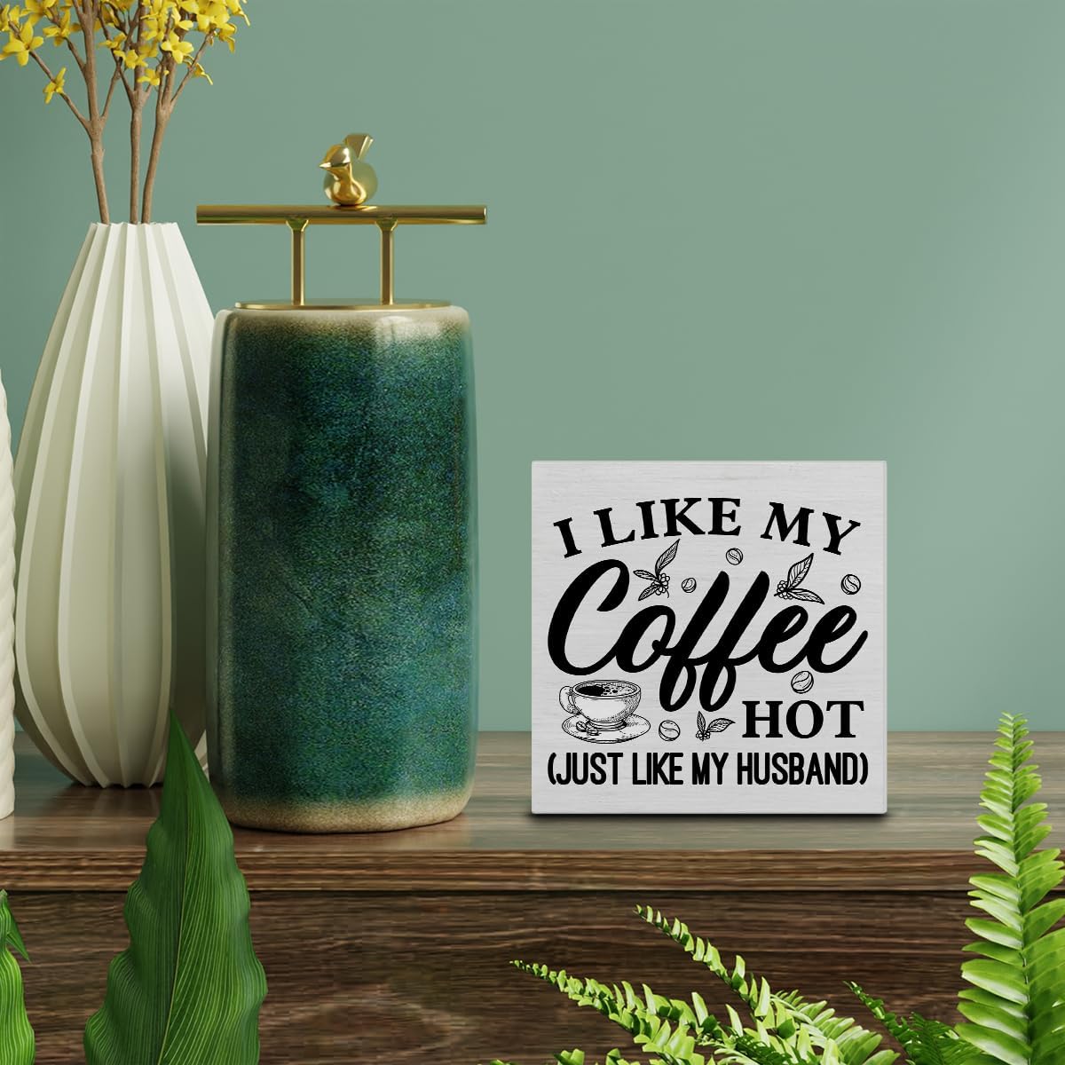 Cartel rústico de madera para amantes del café, decoración de escritorio, con texto en inglés “I Like My Coffee” (I Like My Coffee), letrero de