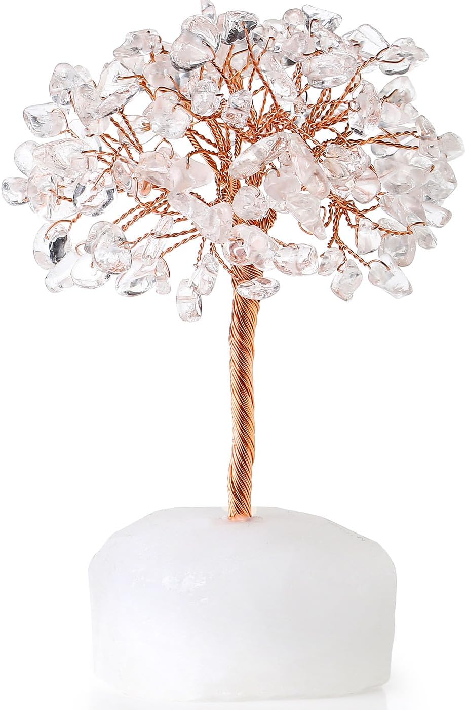 DUQGUHO Árbol de dinero de cristal curativo de cuarzo transparente con base de cuarzo natural sin procesar, árbol de cristal de piedras preciosas de