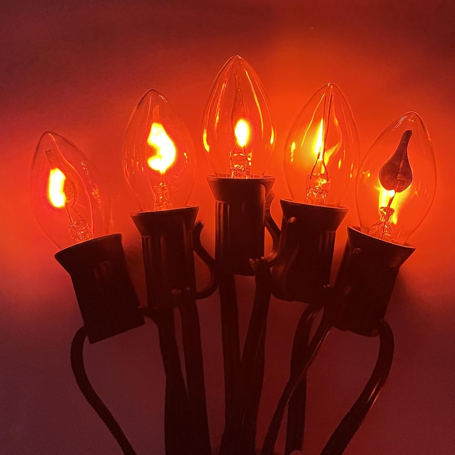 Bombilla de llama parpadeante transparente C7, bombilla en forma de llama que baila con un brillo parpadeante, 1 W, bombillas de candelabro de llama
