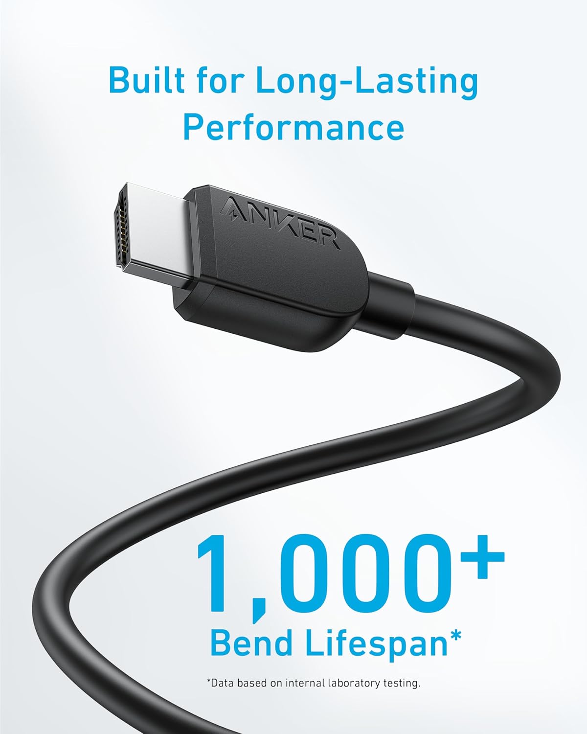 Anker Cable HDMI 8K 60Hz, 6 pies Ultra HD 4K 120Hz HDMI a HDMI, cable duradero de alta velocidad certificado de 48 Gbps con HDMI 2.1 y HDR,