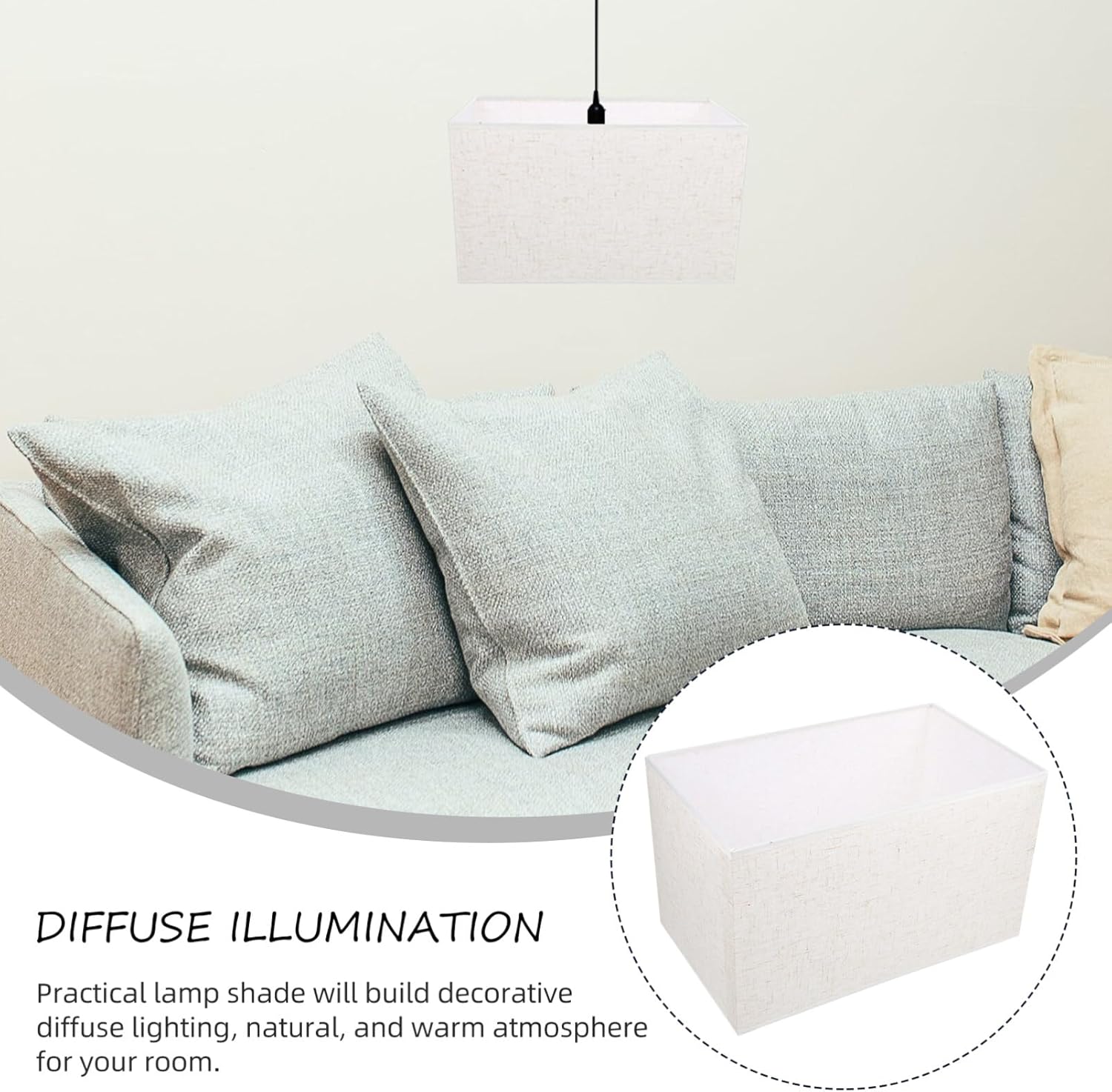 Housoutil Lámpara de mesa de tela, pantalla de lino, cubierta de lámpara de techo empotrada, pantallas cuadradas para lámparas de mesa, pantalla de