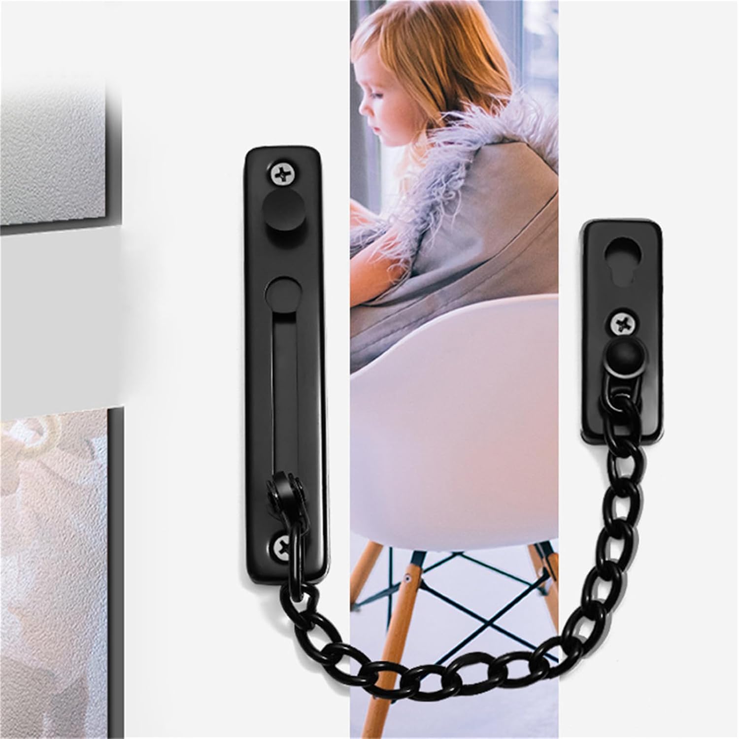 Cerradura de cadena de puerta, guardia de cadena de seguridad de acero inoxidable para puerta, cadena de bloqueo de puerta gruesa con tornillos,