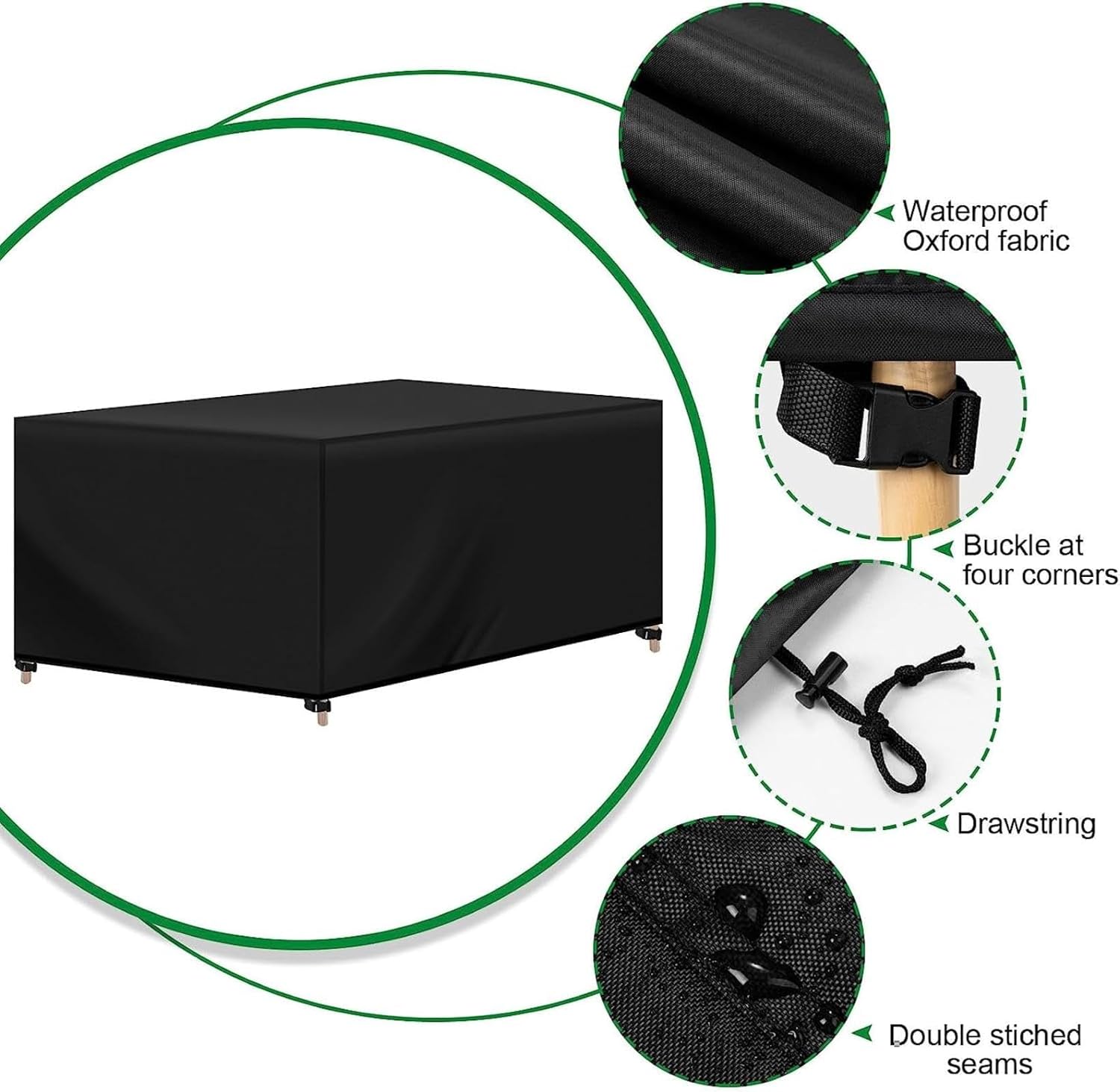 Juego de fundas impermeables para muebles de patio de invierno, 70.9 x 47.2 x 39.4 in, para uso general, para exteriores, muebles de patio, 600D