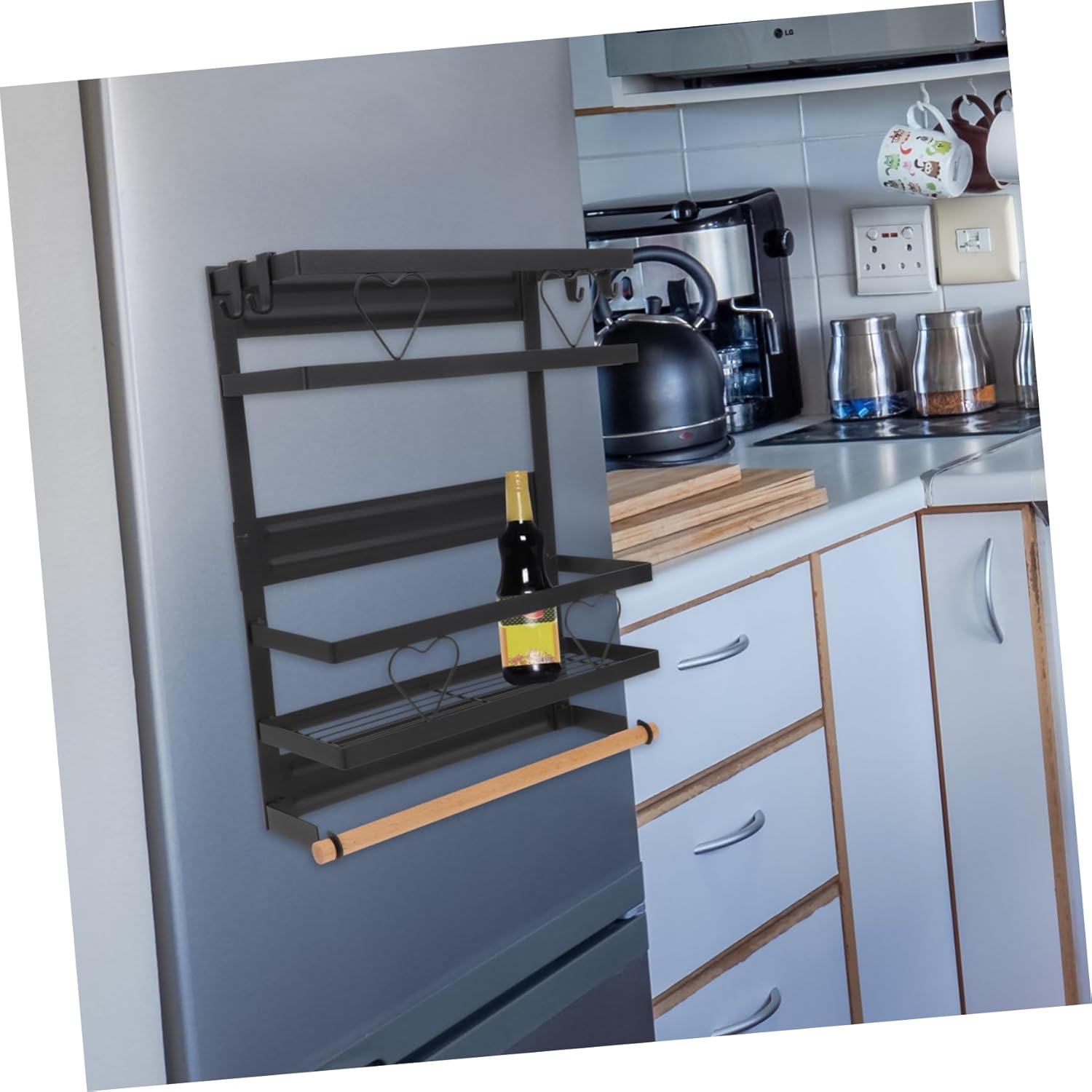 RORPOIR Organizador de especias para nevera, soporte magnético para refrigerador, estante organizador de especias, estante colgante para