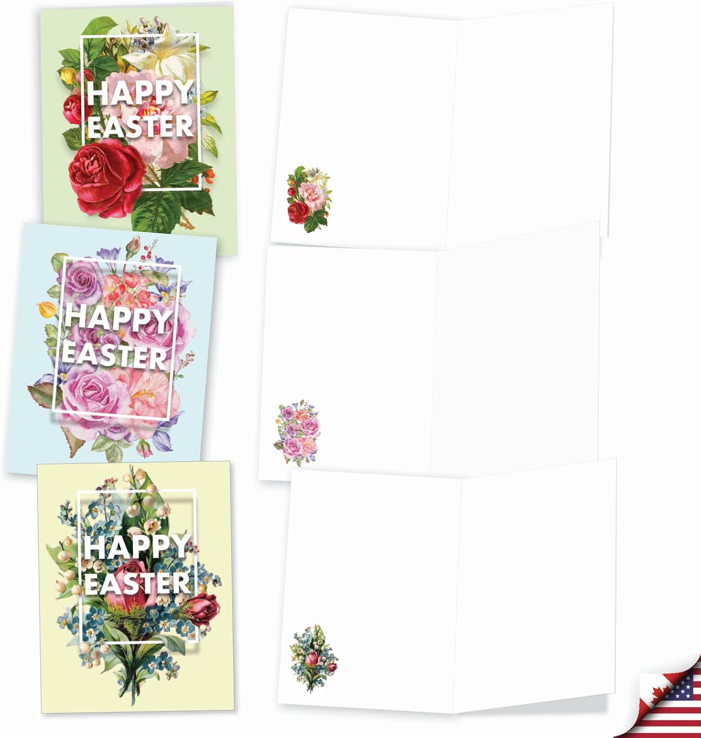 The Best Card Company Juego de 20 tarjetas de Pascua en blanco surtidas de 4 x 5.12 pulgadas con sobres (10 diseños, 2 de cada uno) flores para