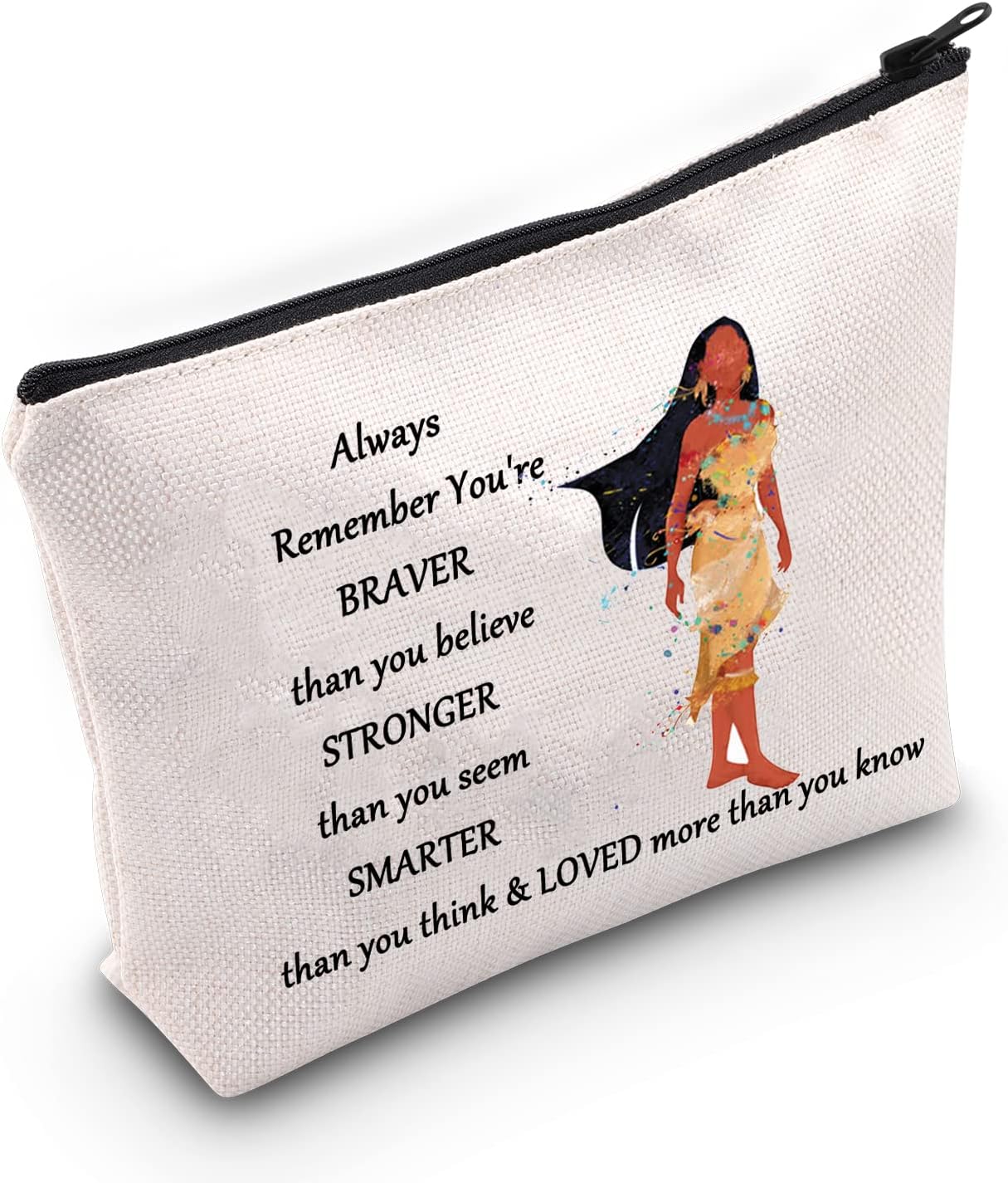 WZMPA Bolsa de maquillaje cosmética de princesa india, regalo para fanáticos de la película de princesa, regalo You Are Braver Stronger Smarter Than