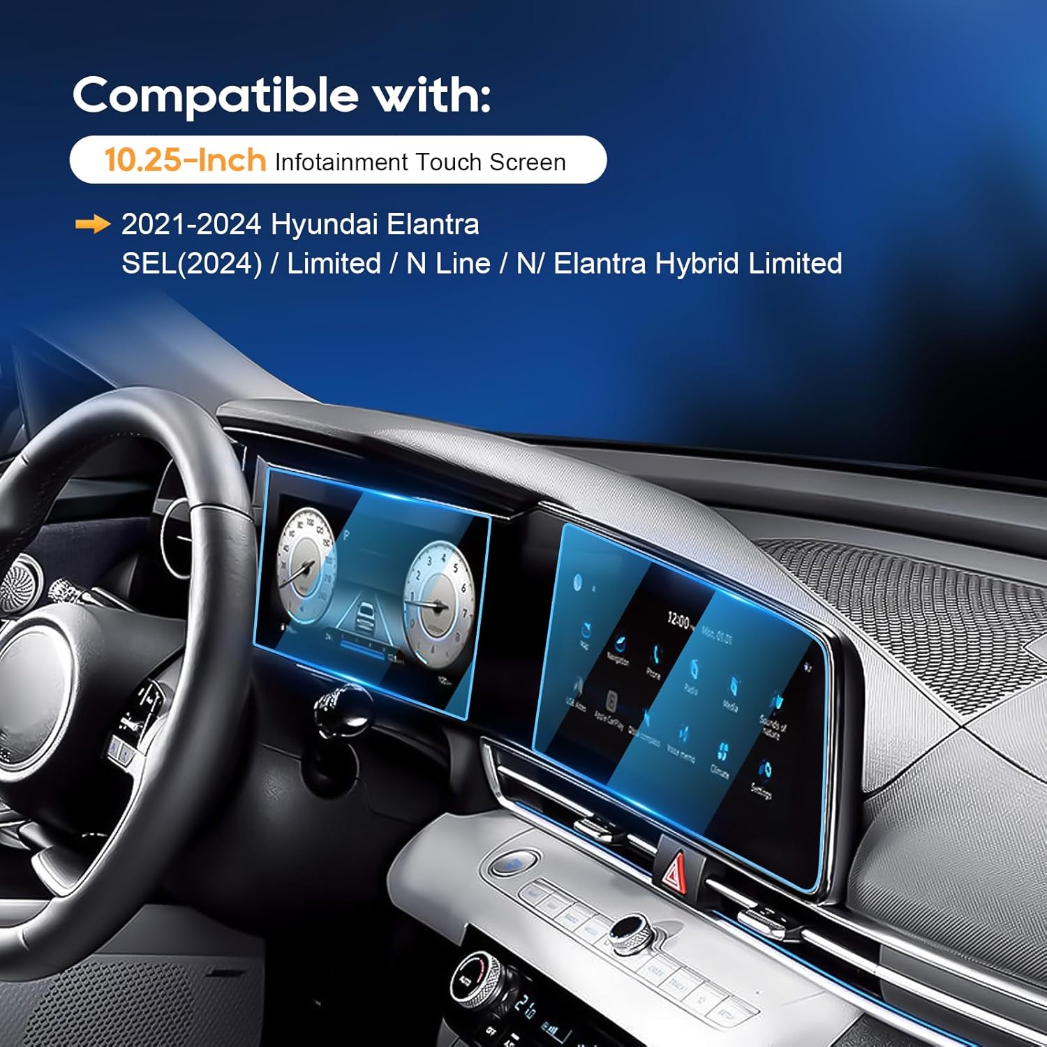 LFOTPP Protector de pantalla de navegación de automóvil para H*yundai Elantra 2021+ vidrio templado dureza 9H para automóvil, pantalla estérea,