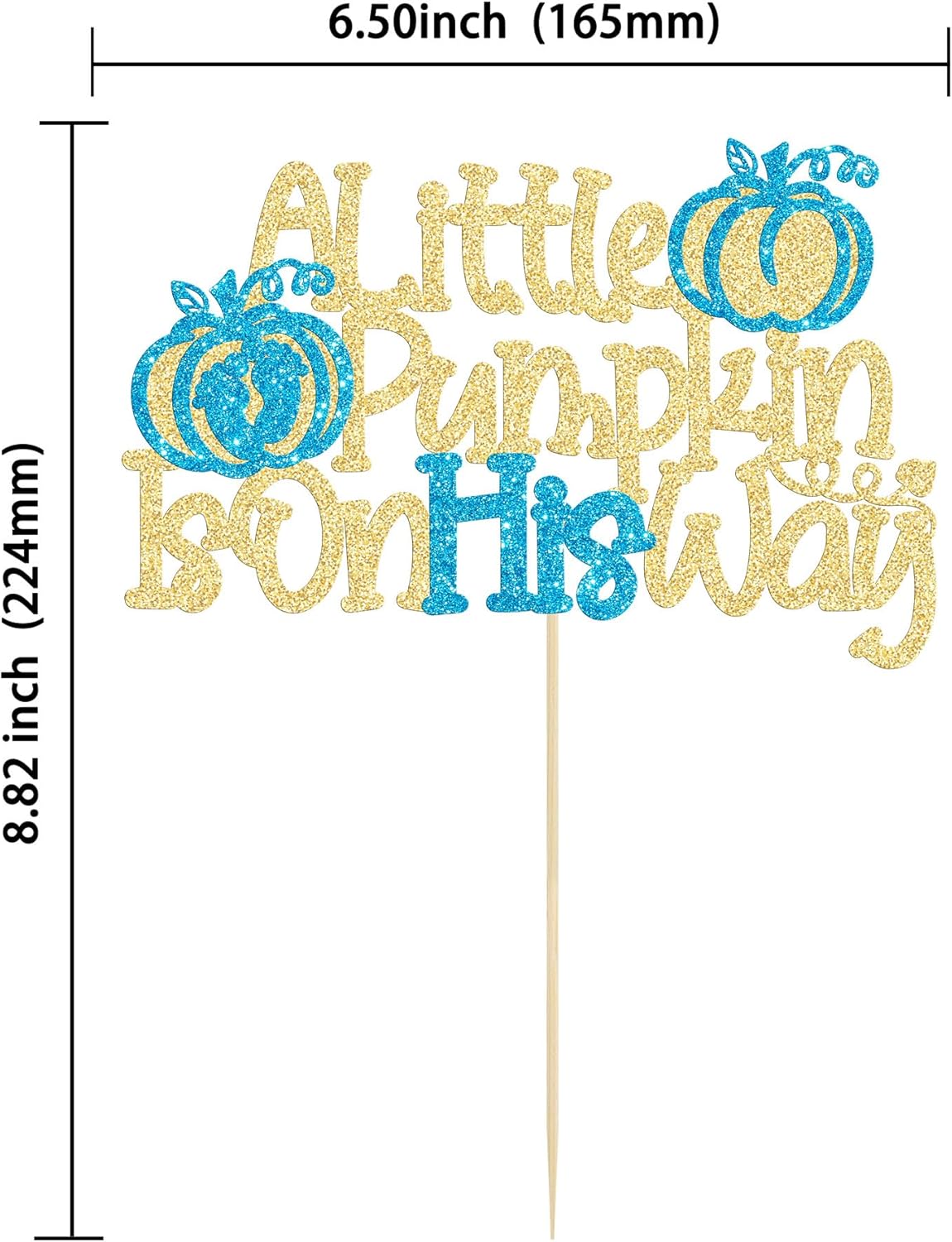 Gyufise 1 pieza de decoración de pastel de calabaza con purpurina con purpurina para decoración de pastel de calabaza para otoño, baby shower,