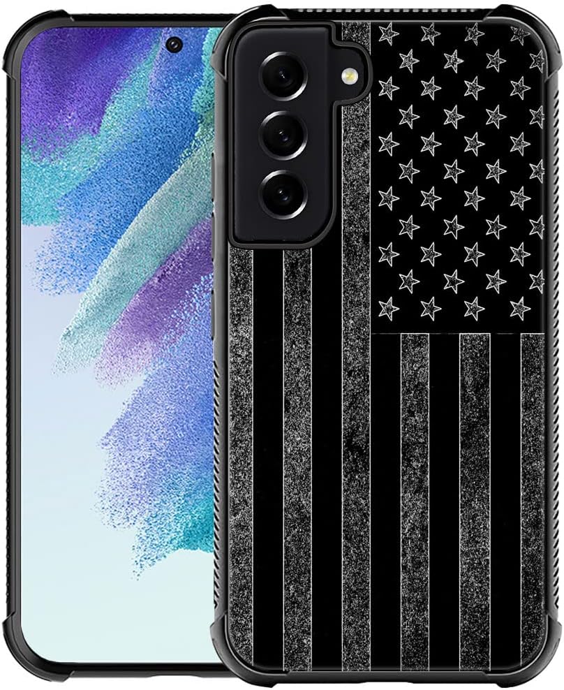 ZHEGAILIAN Funda compatible con Samsung Galaxy S21F, diseño gráfico de bandera estadounidense en blanco y negro, acrílico, a prueba de golpes,