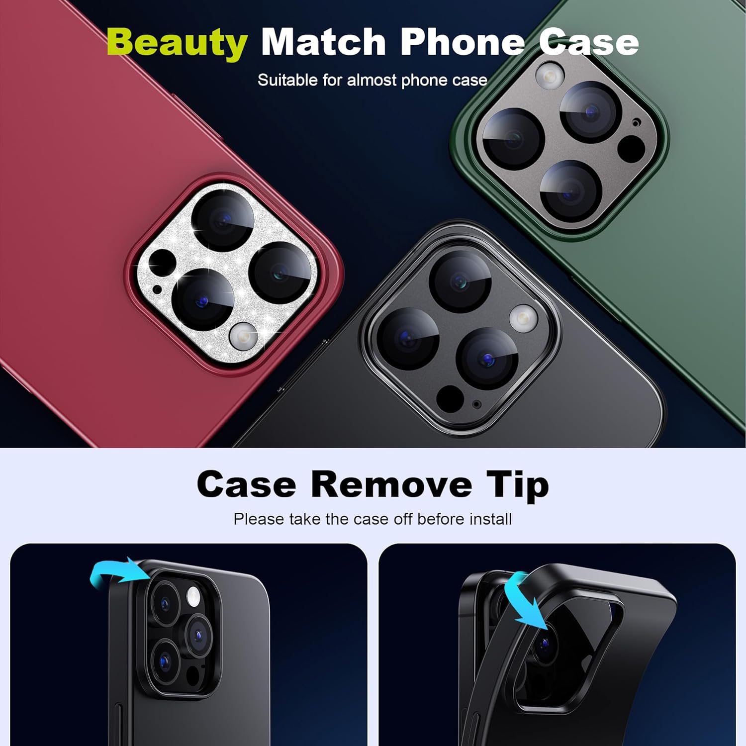WSKEN Protector de lente de cámara para iPhone 15 ProiPhone 15 Pro Max, aleación mate prueba inastillable Protector de pantalla de cámara de vidrio
