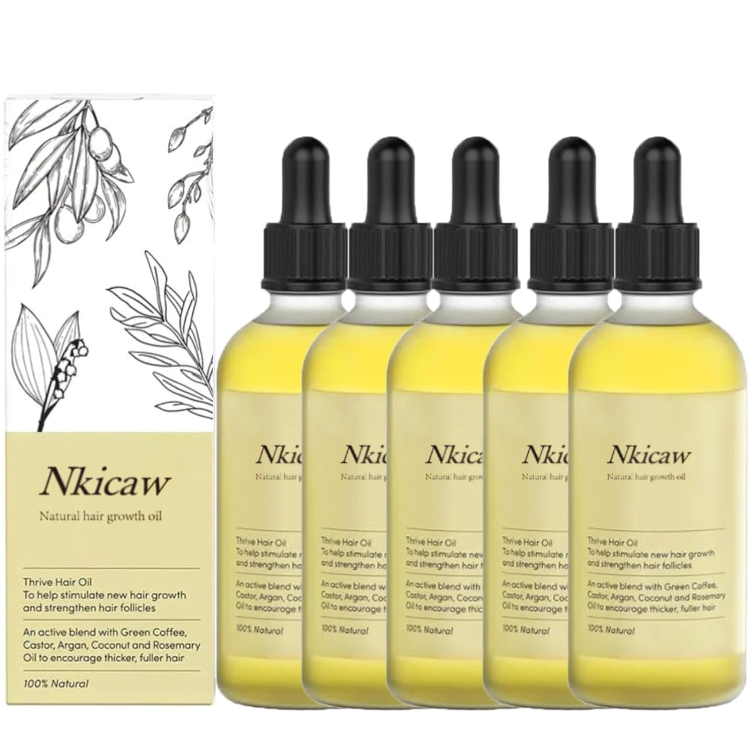 Carvenchi – Aceite natural para el crecimiento del cabello, vegano orgánico para mujeres y hombres, nutritivo para cabello encrespado seco (5