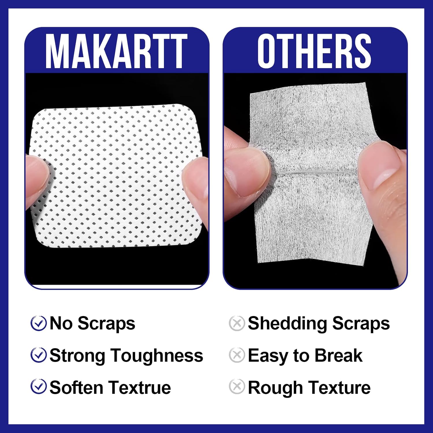 Makartt Lint Free Nail Wipes, 500Pcs Gel Nail Polish Remover Wipes, Super Absorbent Soft Nail Polish Remover Pads, Cleaning Wipes for Nails Glue,