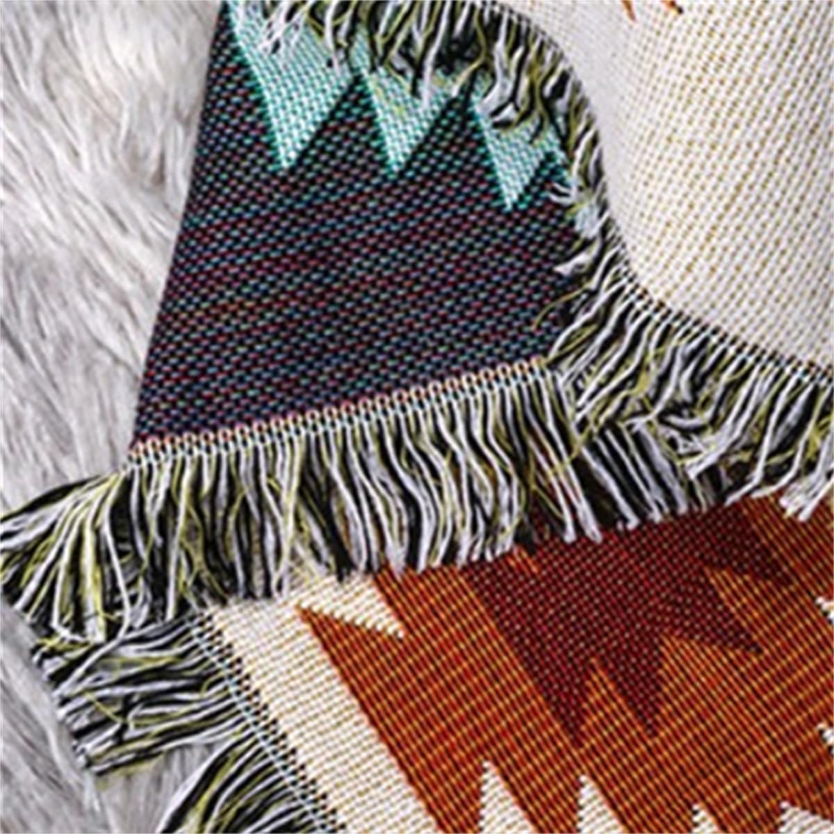 FSTFLI Manta azteca bohemia con borlas, mantas tejidas coloridas para cama, sofá, silla, nativos de América del suroeste, manta de tapiz para viajes