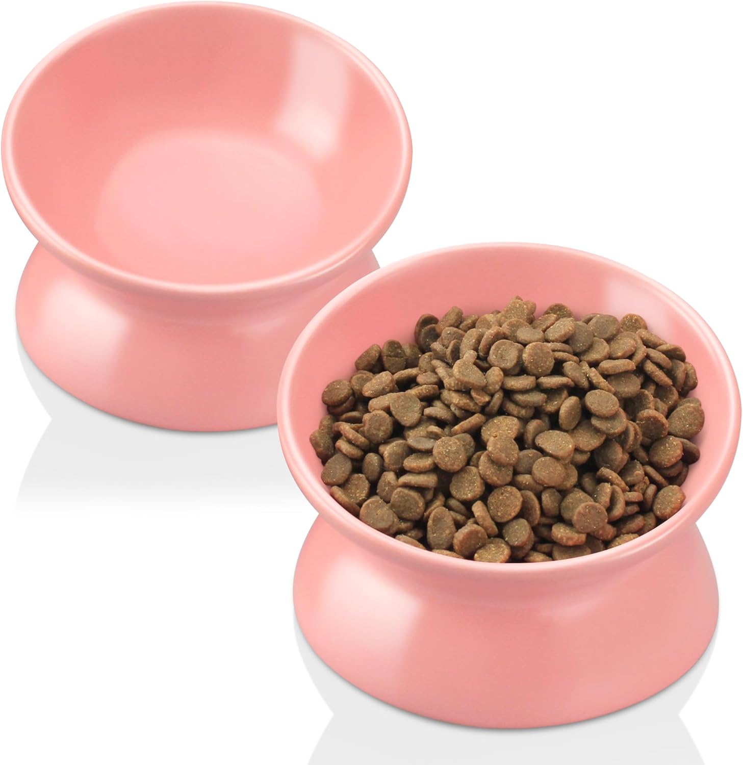PAILUOMU – Tazones elevados de cerámica para gatos, juego de 2 cuencos elevados inclinados para alimentos y agua para mascotas, plato comedero para