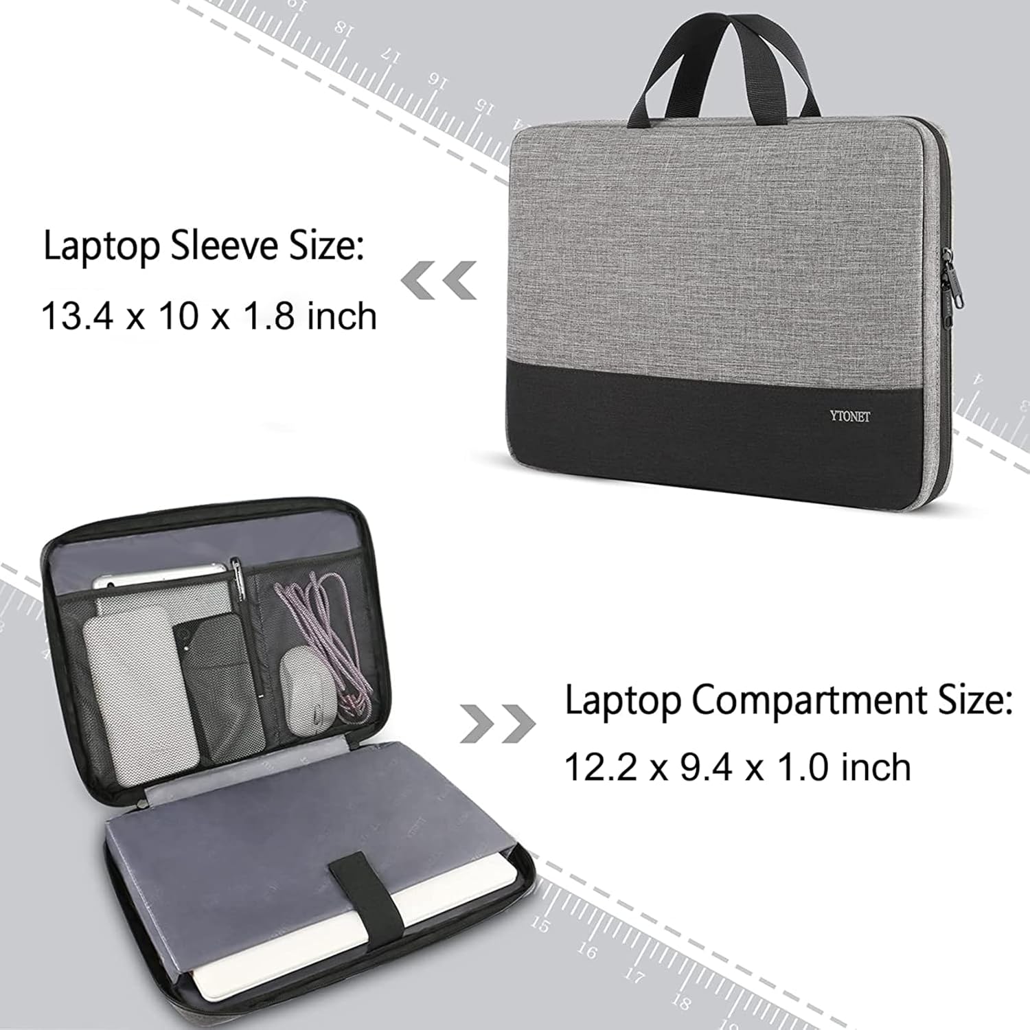 Estuche para computadora portátil, 13.3 pulgadas TSA Estuche delgado para computadora portátil, Durable maletín de negocios, Bolso con asa, Estuche