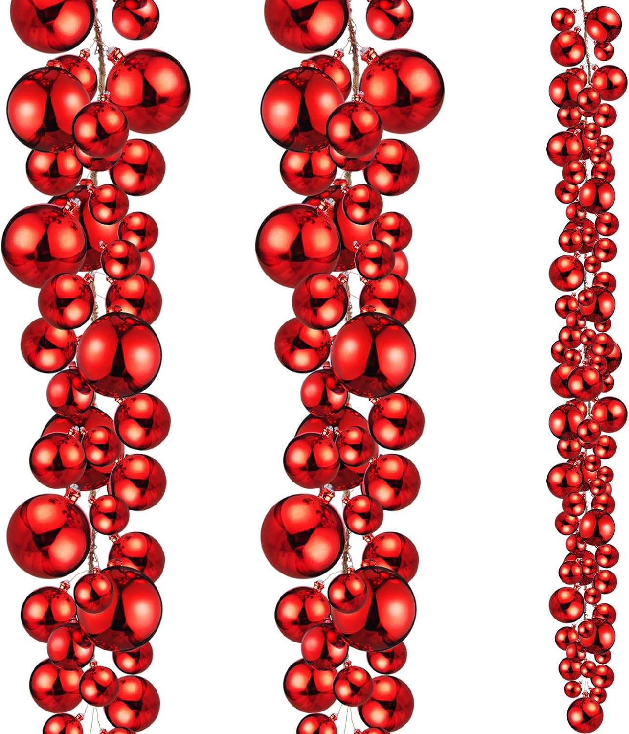 2 guirnaldas de bolas de Navidad de 6.6 pies, adornos de bolas resistentes, guirnalda de bolas de árbol de Navidad, guirnalda para suministros de