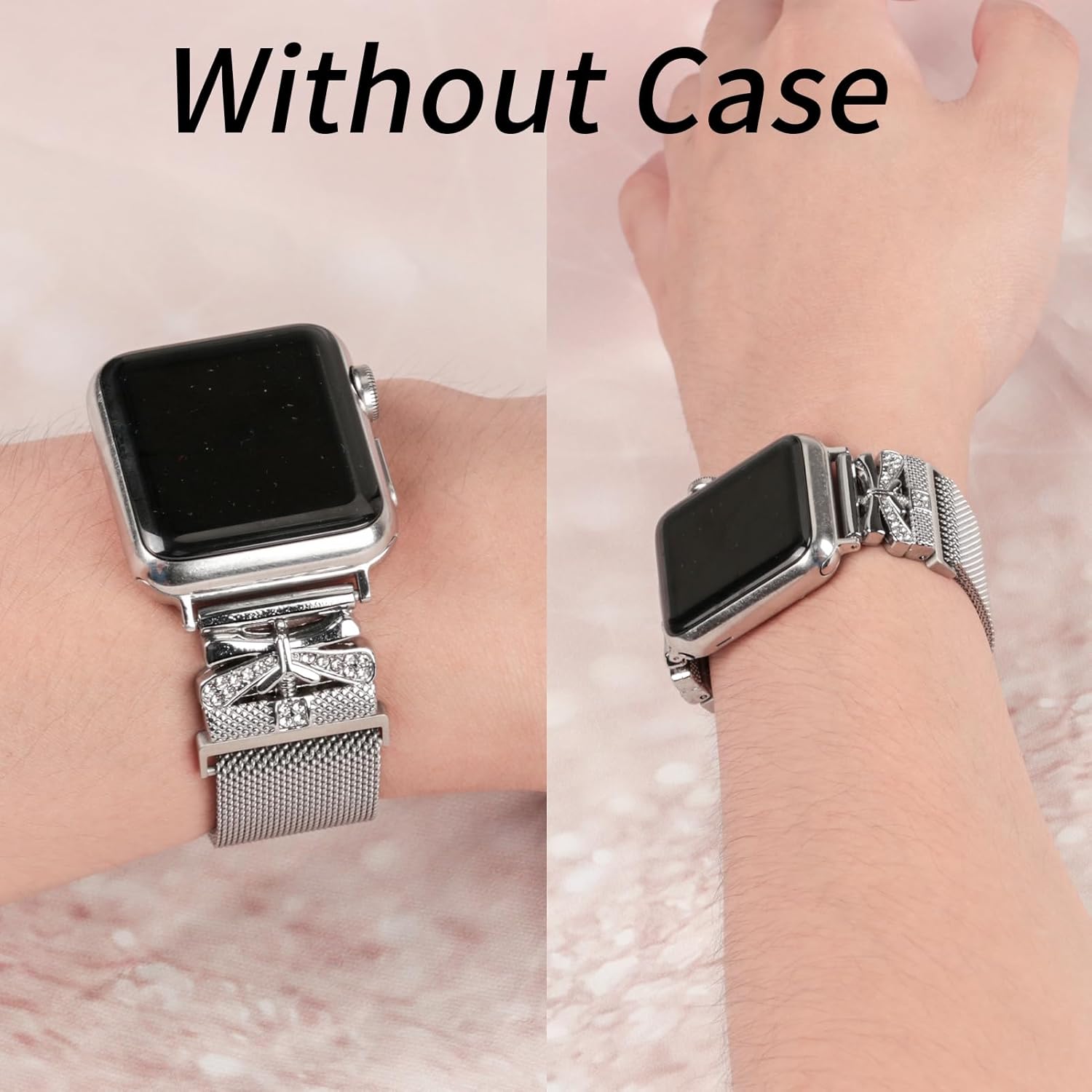 Correa magnética para mujer compatible con Apple Watch Band 1.496 in 1.575 in 1.614 in 1.654 in 1.732 in 1.772 in, correa de acero inoxidable