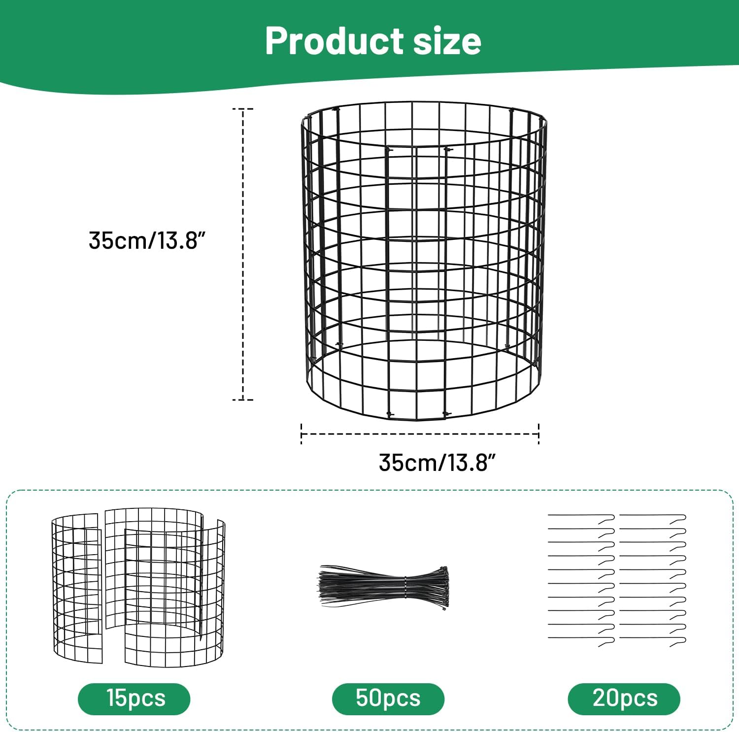 Keten Paquete de 5 protectores de plantas de animales, 15 piezas de malla metálica para mantener a los animales fuera, jaulas de plantas de 13.7