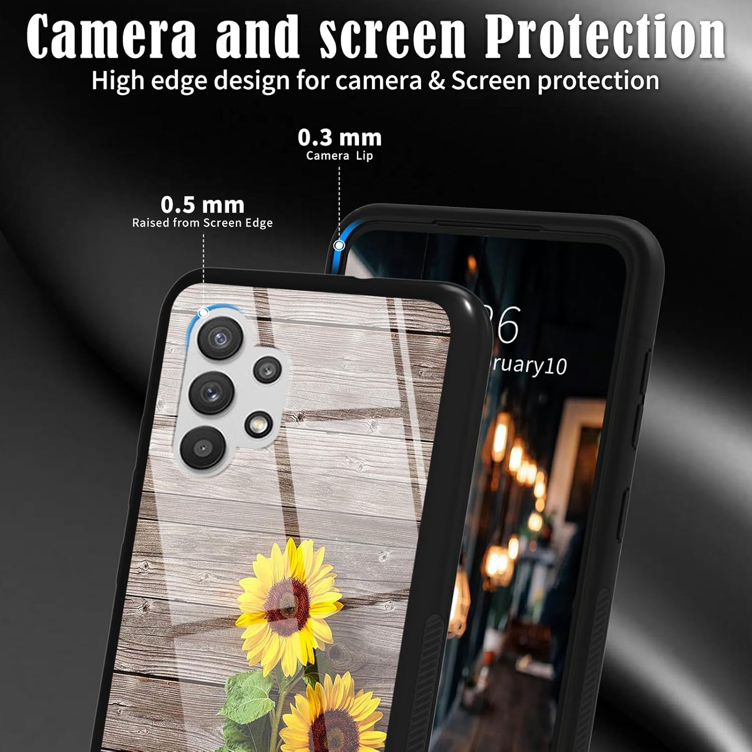 Funda para Samsung Galaxy A32 5G a prueba de golpes de TPU suave para mujeres y hombres, contraportada dura de vidrio templado antiarañazos para