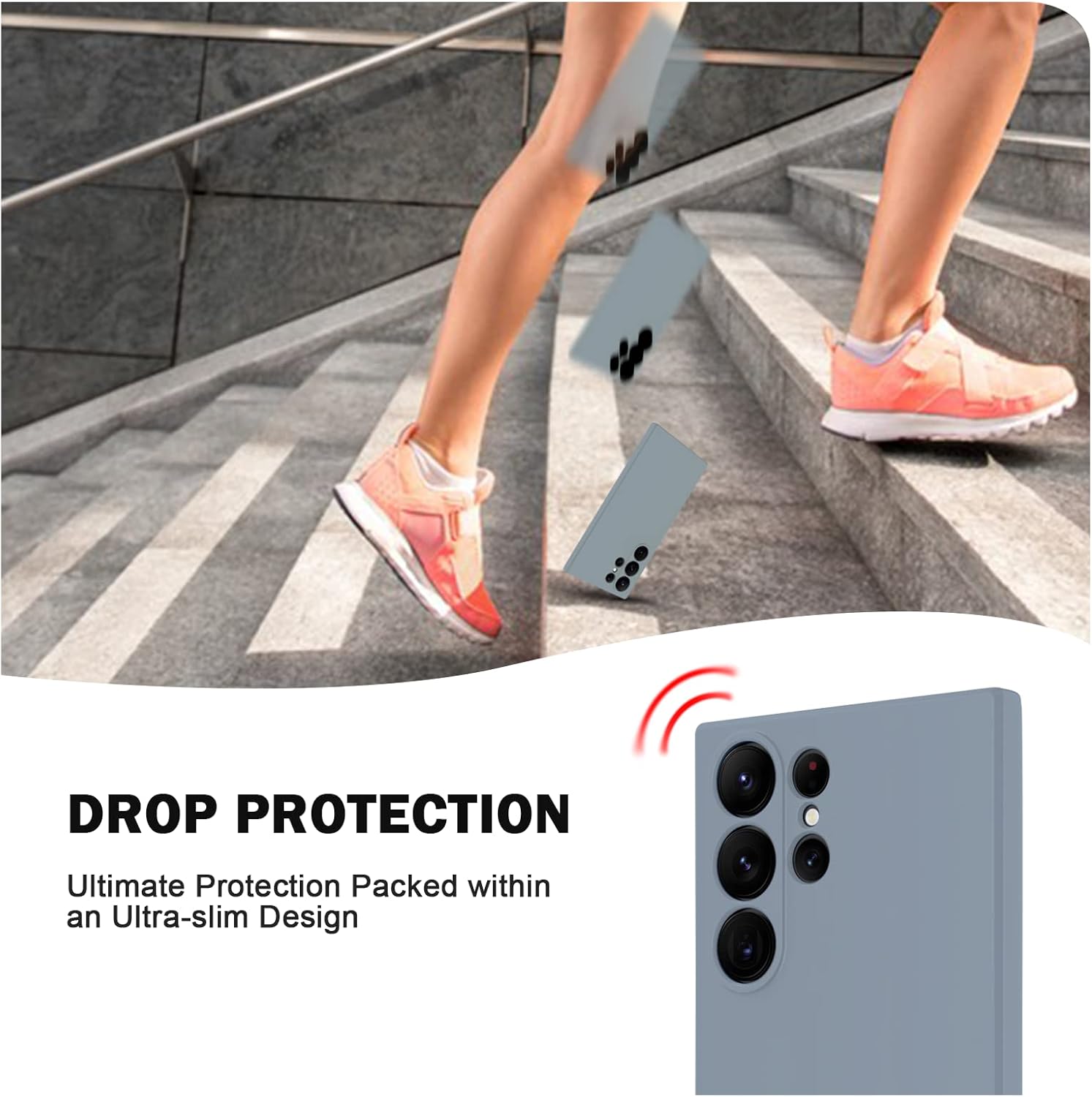 Hismart Funda para Samsung Galaxy S23 Ultra, parte trasera de silicona TPU suave y delgada, absorción de golpes, agradable al tacto y arañazos,