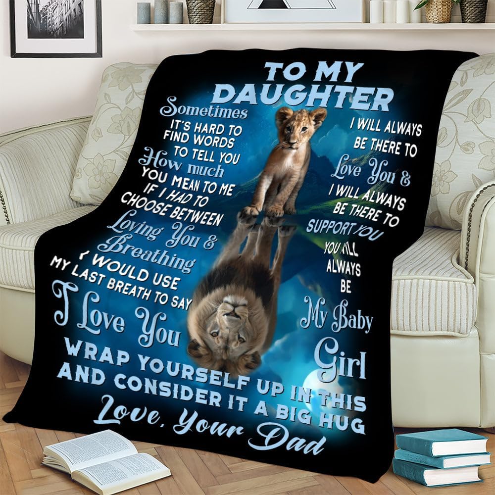 Namashops Manta de forro polar con texto en inglés To My Daughter from Dad, Tiger Fleece Blanket for Daughter para hija, manta de regalo para hija