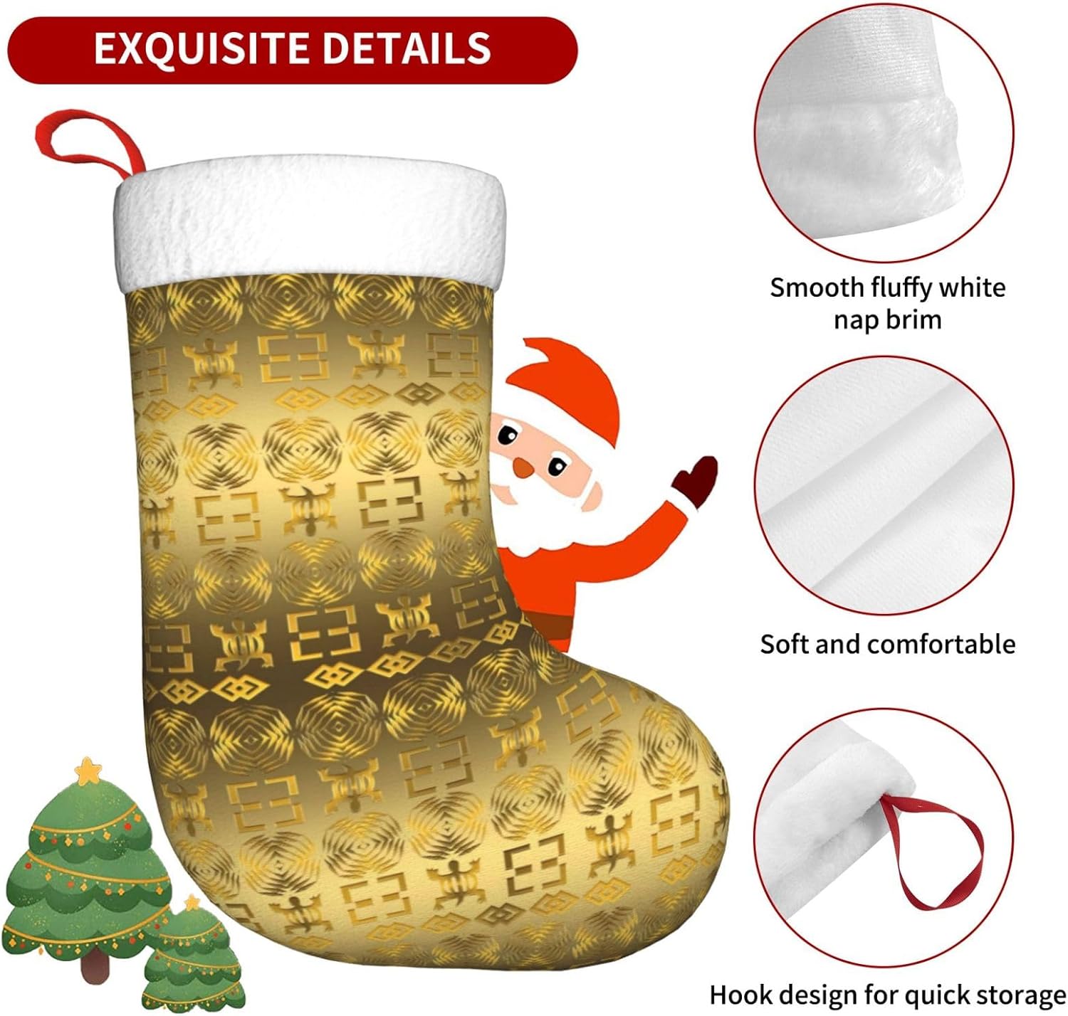 Calcetines de Navidad, patrón étnico africano con símbolos Adinkra, medias de Navidad grandes, medias colgantes de Navidad para Navidad, vacaciones,