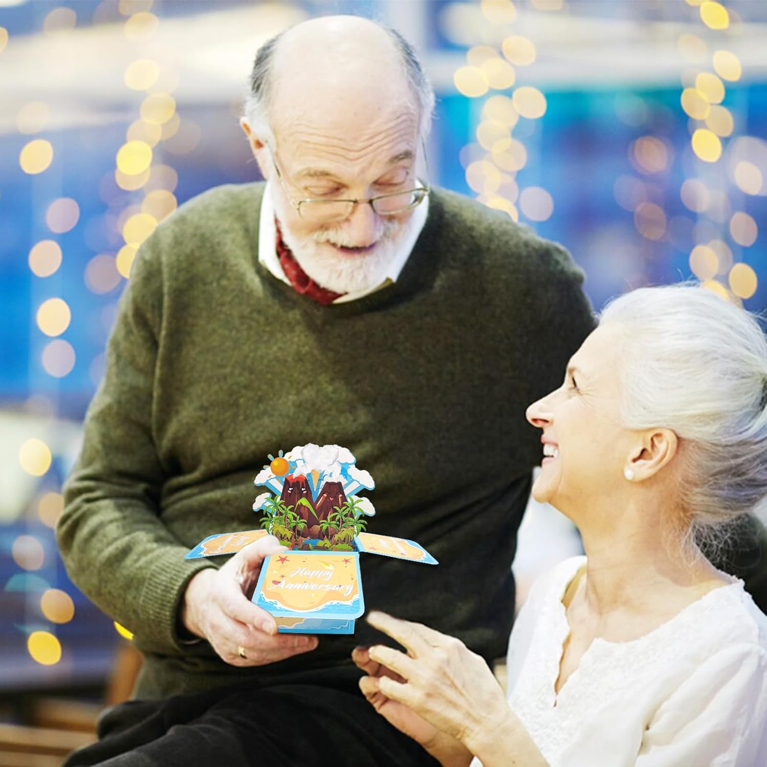 YiKaLus Divertida tarjeta desplegable de aniversario para marido y esposa, dulce tarjeta de regalo para mujeres y hombres, tarjeta de felicitación