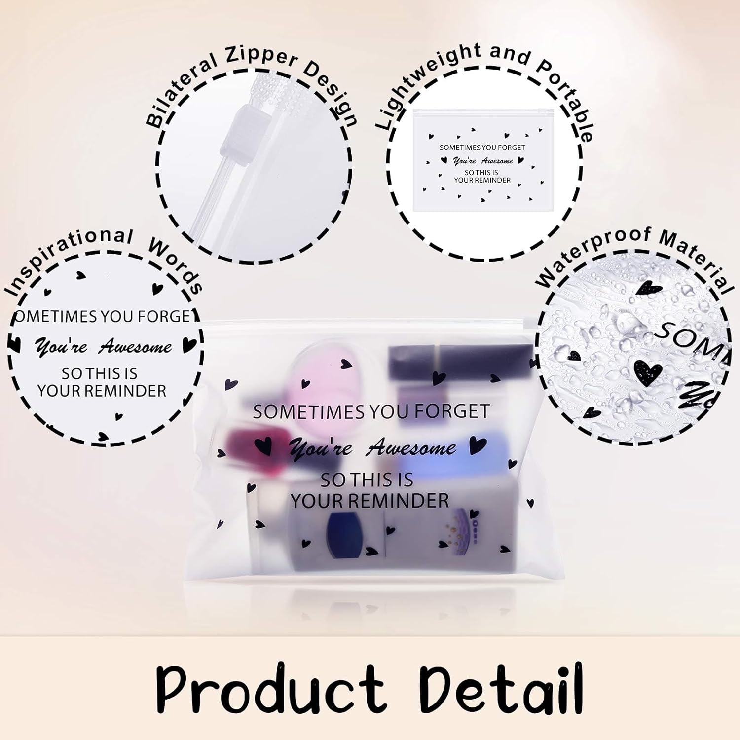 Sotiff 60 piezas de regalos inspiradores a granel para mujeres, bolsas de maquillaje inspiradoras de EVA, bolsas de cosméticos de tocador, regalos