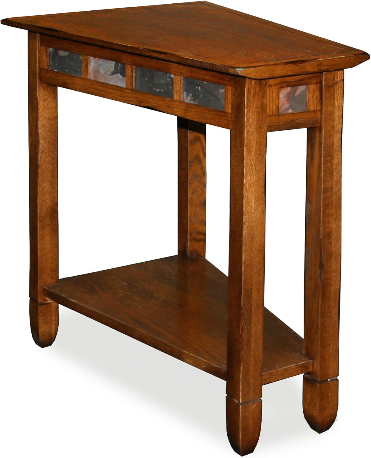Leick – Mesa auxiliar reclinable con cuña de roble rústico