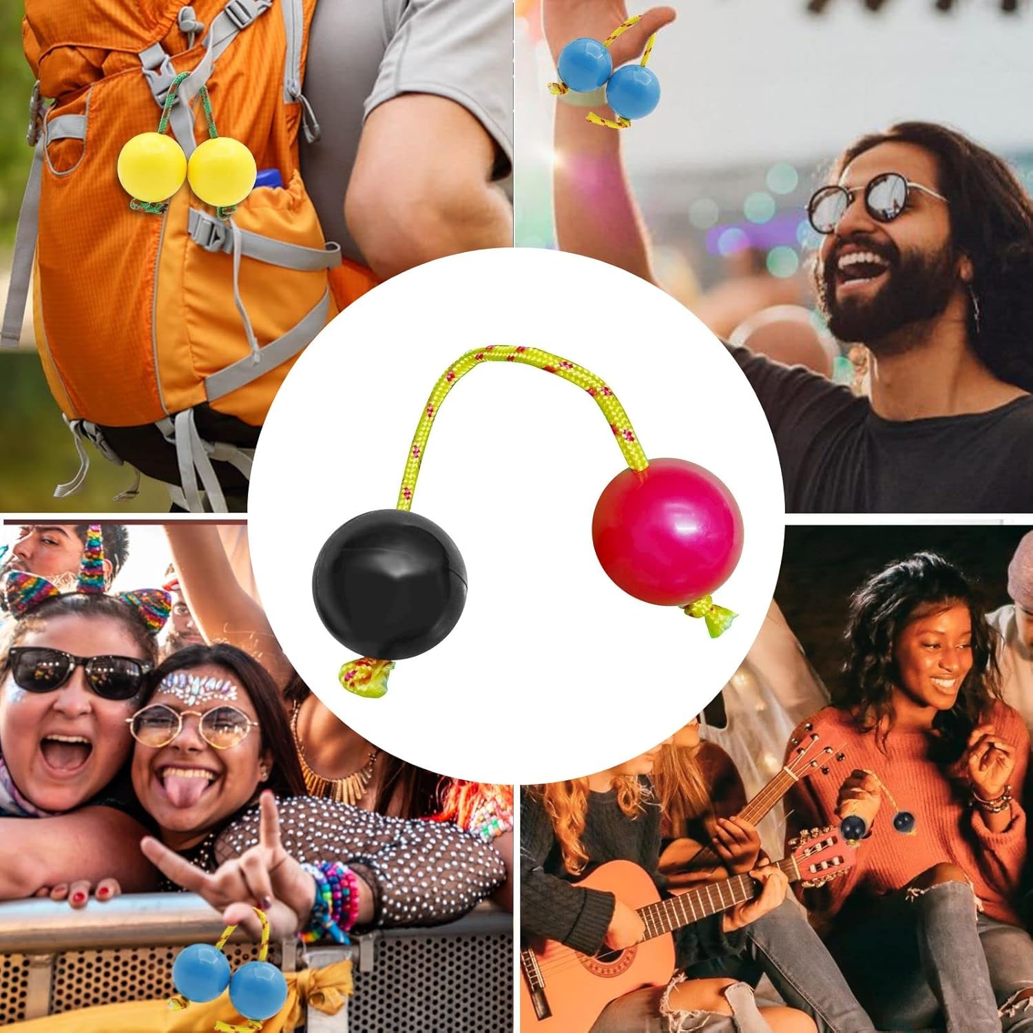Aslatuas – Instrumento de bola rítmica Kashaka, 2 pares de agitadores de huevos de música ABS Kashaka, doble calabaza, fácil de jugar para adultos y