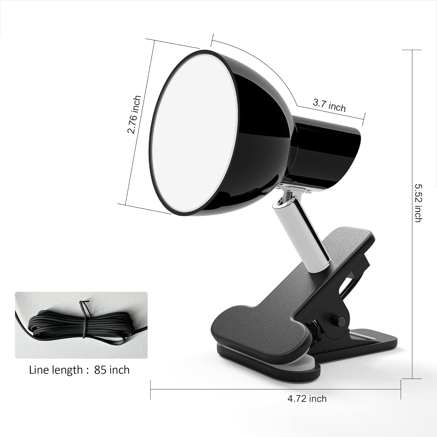 Lámpara con clip de 5 W, ultra brillante, rotación de 330, con clip de lectura de libro, para cama, cabecero, mesalitera, iluminación de escritorio,