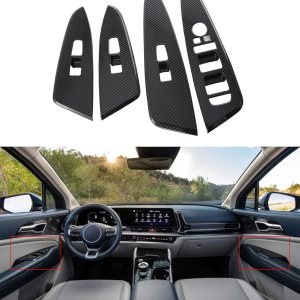 Kadore Para 2023 Kia Sportage Hybrid Carbon Fiber Style Interior Ventanas Laterales Elevador Panel Puerta Marco Cubierta Trim LHD 6-pc Kadore Para 2023 Kia Sportage Hybrid Carbon Fiber Style Interior Ventanas Laterales Elevador Panel Puerta Marco Cubierta Trim LHD 6-pc