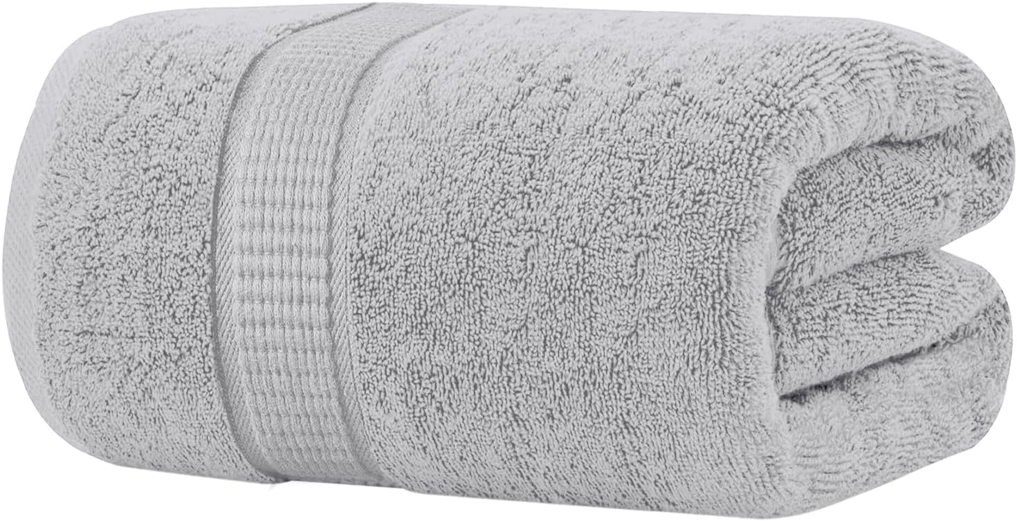 Oakias Toalla de baño gris claro de alta calidad, 1 paquete, 35 x 70 pulgadas, 21.16 ozm, 100% algodón hilado en anillo, toalla jumbo de calidad de