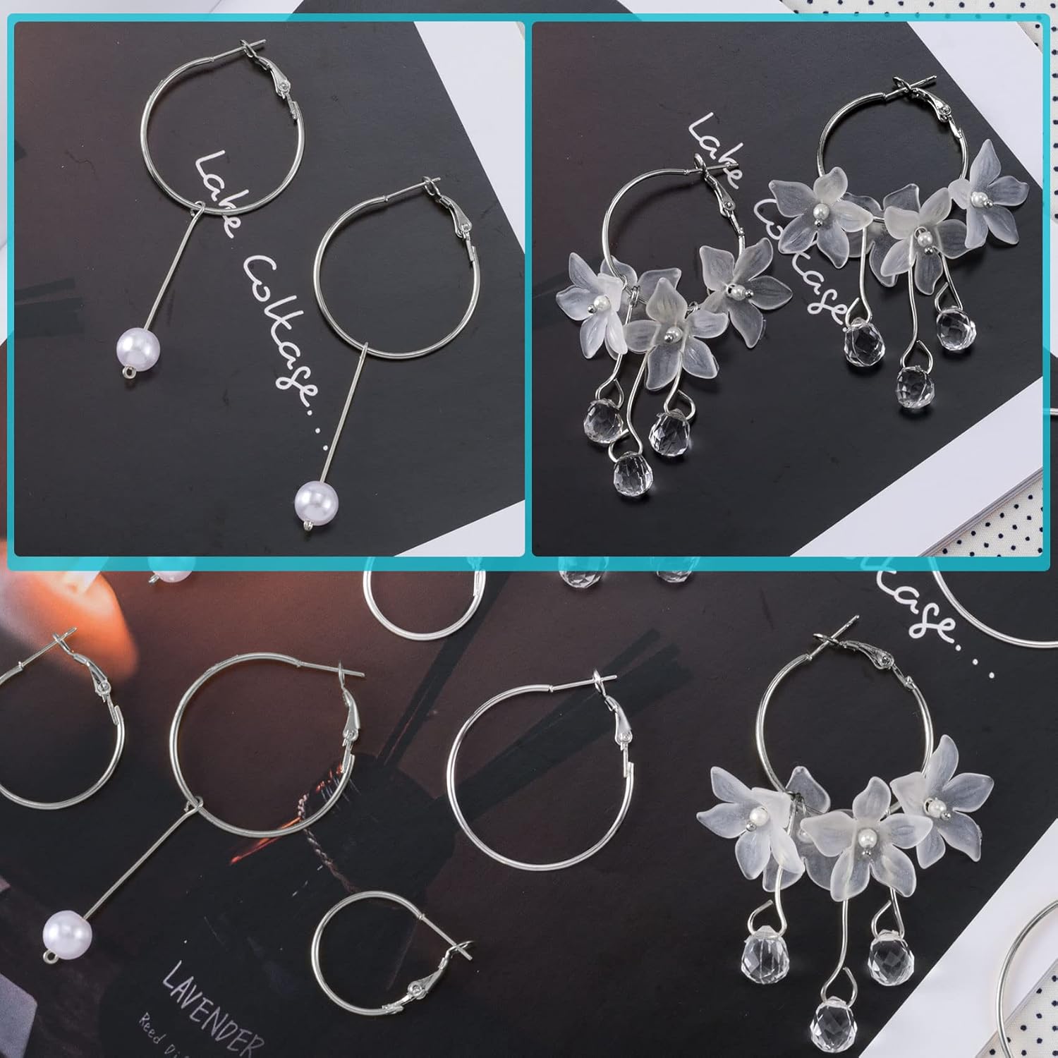 PAGOW 96 aros de aretes para hacer joyas, aretes redondos de aleación hipoalergénica, aretes de plata abiertos, accesorios de arte para manualidades