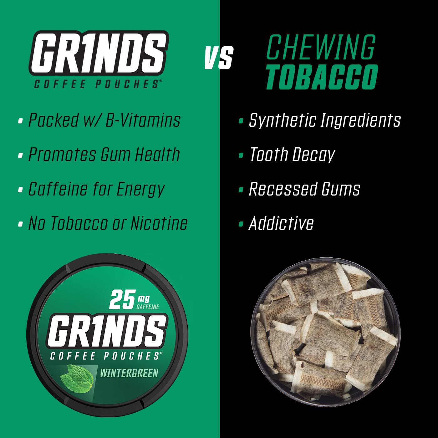 Bolsas de café Grinds  3 latas de vainilla  Sin tabaco, sin nicotina alternativa saludable  18 bolsas por lata