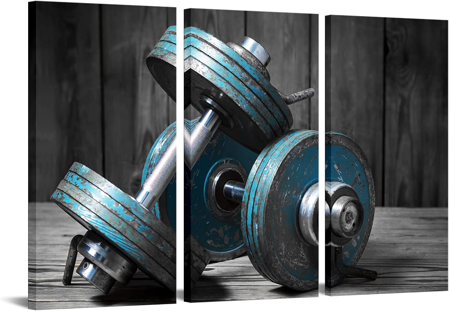 YeiLnm 3 paneles de lona de gimnasio con mancuernas modulares, impresión de imagen, levantamiento de pesas, póster de entrenamiento para niños,