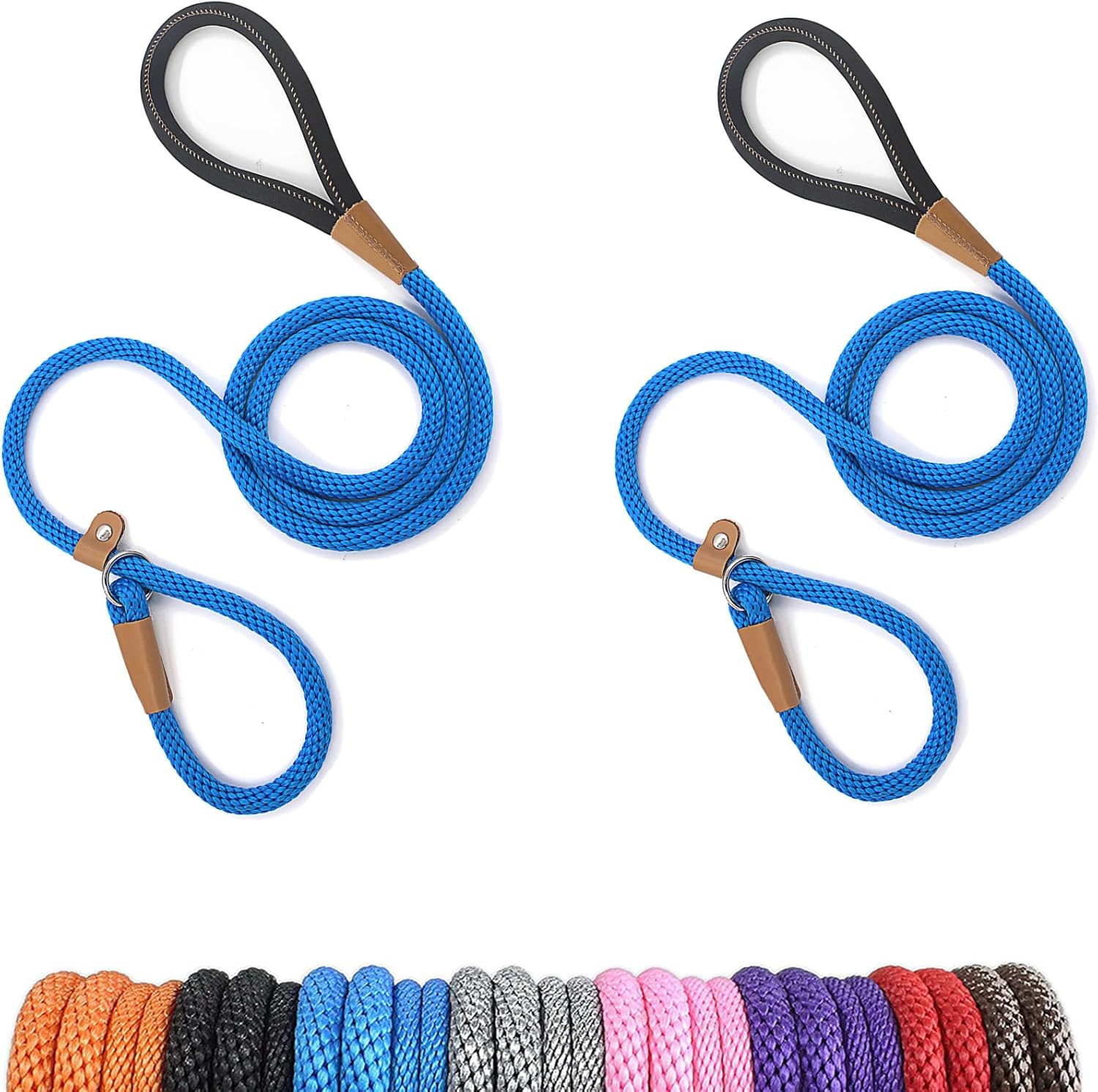 lynxking Paquete de 2 correas antideslizantes para perros de 6 pies, resistentes y trenzadas, correas de entrenamiento para perros medianos, grandes