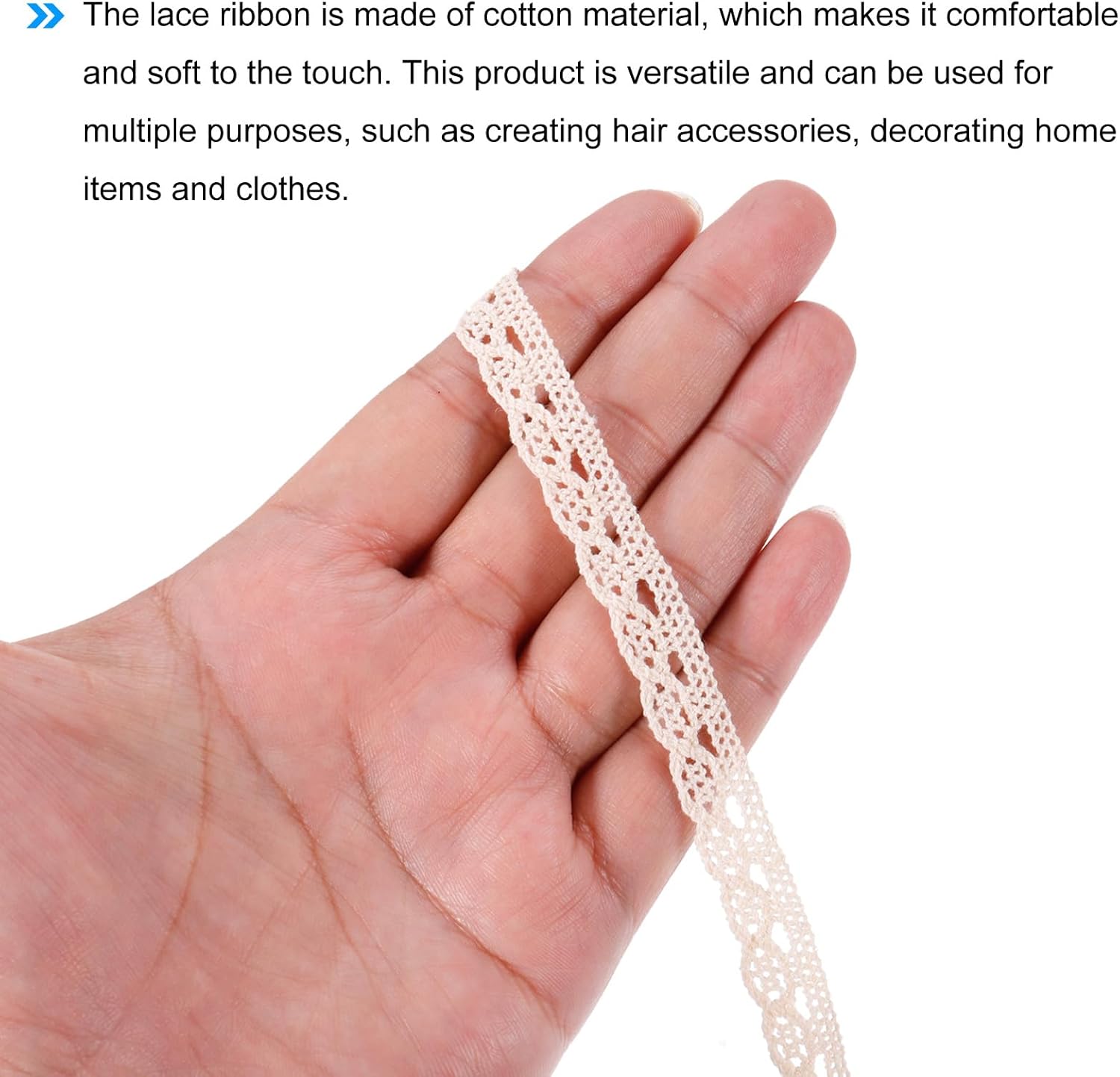MECCANIXITY Cinta de encaje de algodón de 10 yardas de 0.39 pulgadas para manualidades, envoltorios de regalo, diademas, boda, color beige, estilo 2