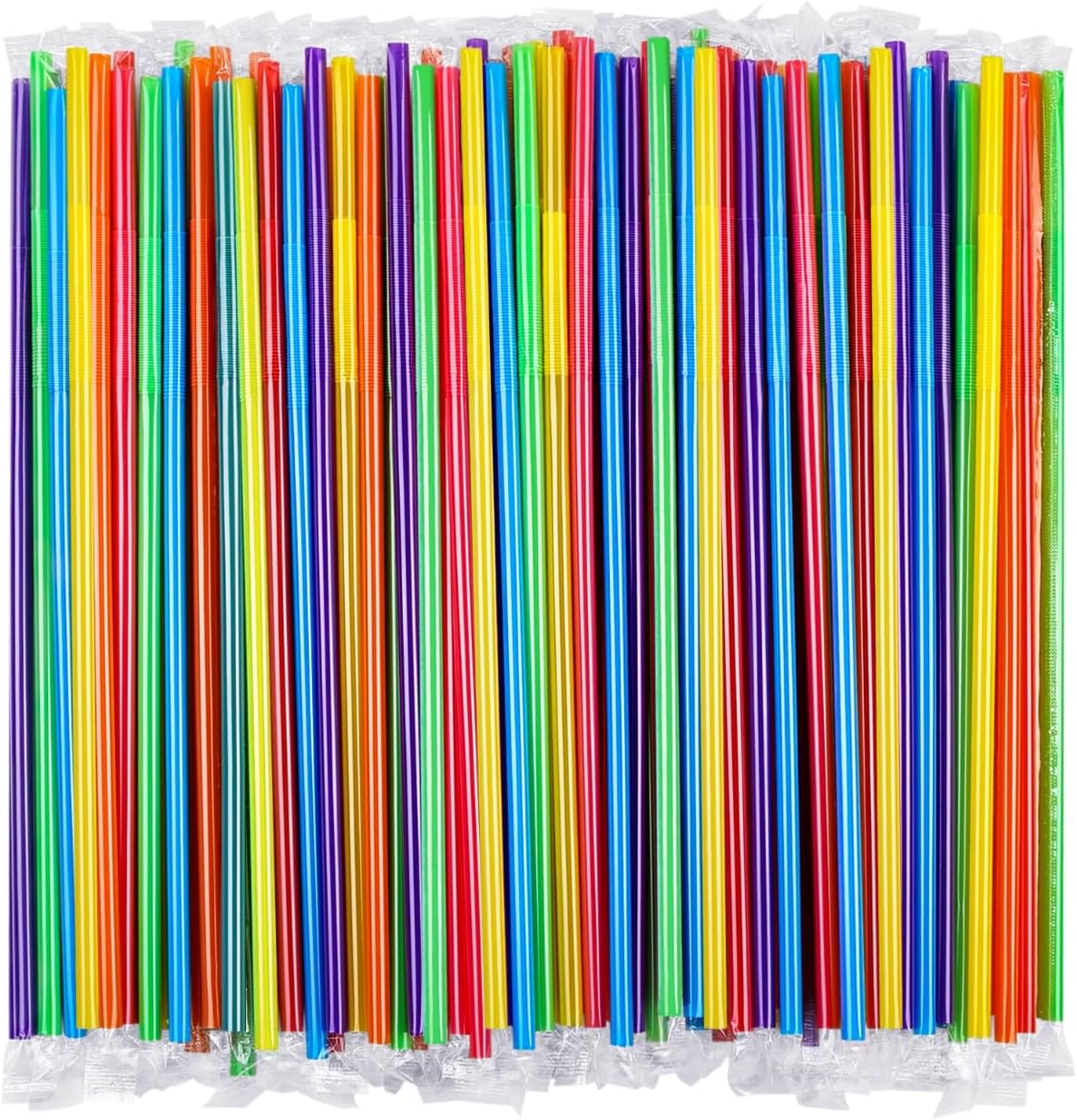 300 pajitas de plástico flexibles y coloridas, (envueltas individualmente), pajitas flexibles desechables, (9.45 pulgadas de largo y 0.23 pulgadas